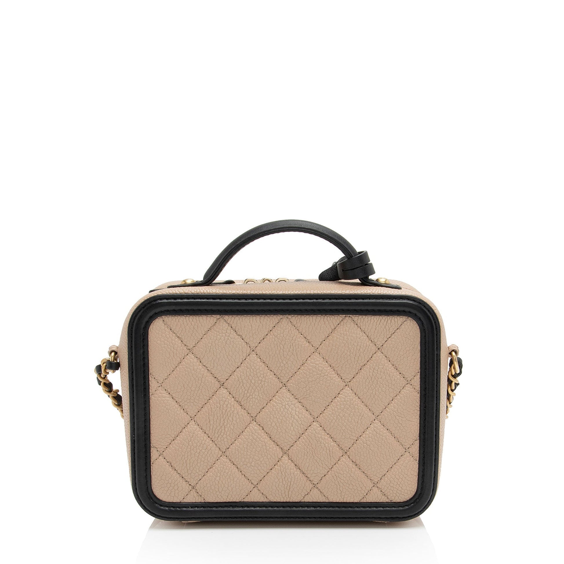 Chanel Caviar Leather CC Filigree Small Vanity Case (SHF-EhFdu3)