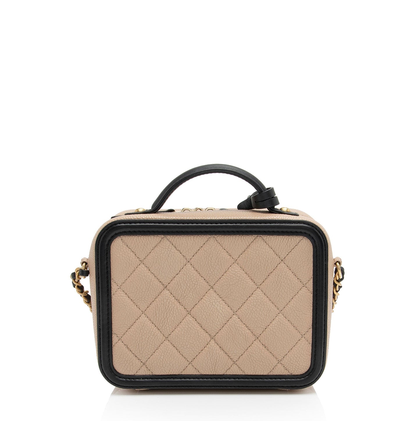 Chanel Caviar Leather Cc Filigree Small Vanity Case (Shf-Ehfdu3) Bag