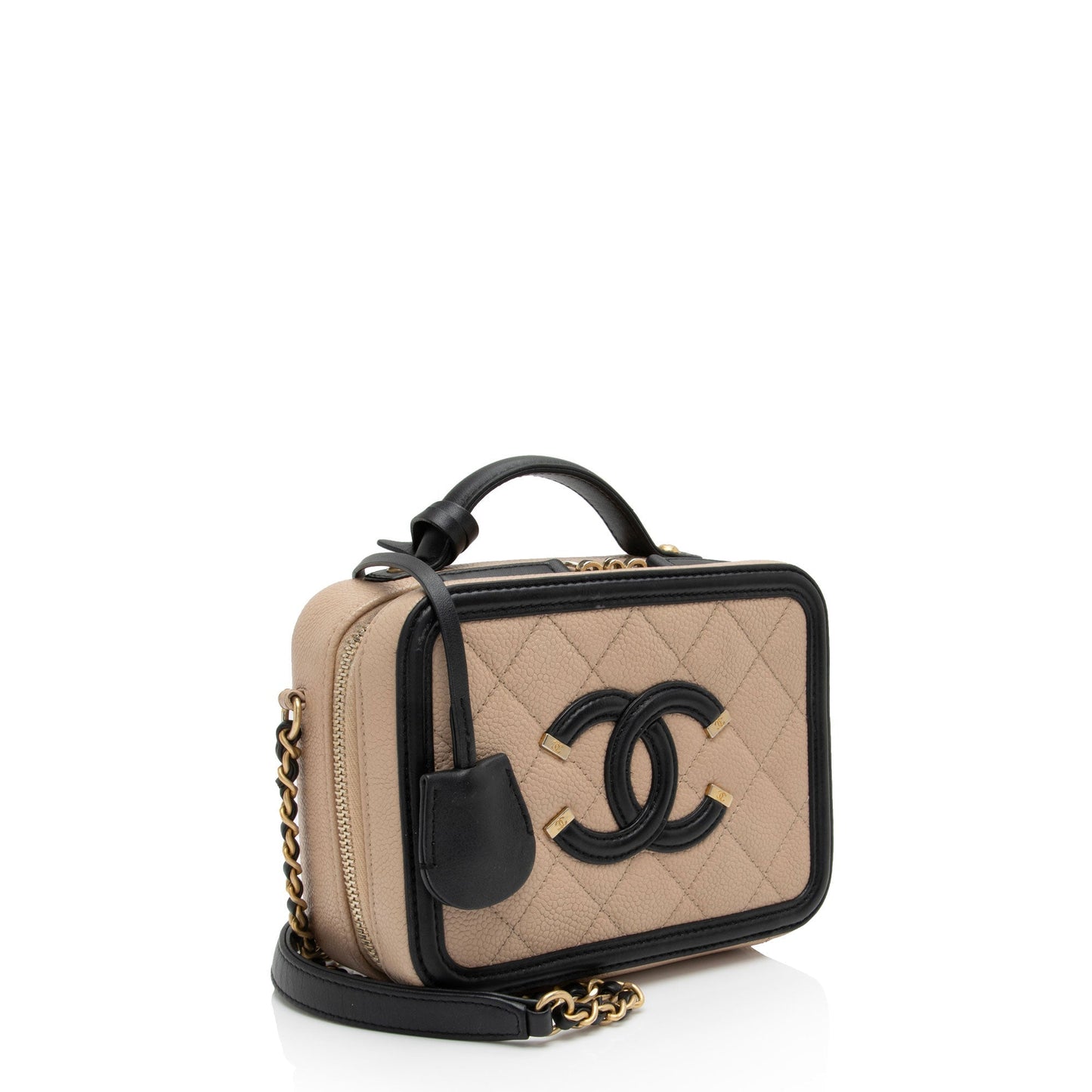 Chanel Caviar Leather Cc Filigree Small Vanity Case (Shf-Ehfdu3) Bag