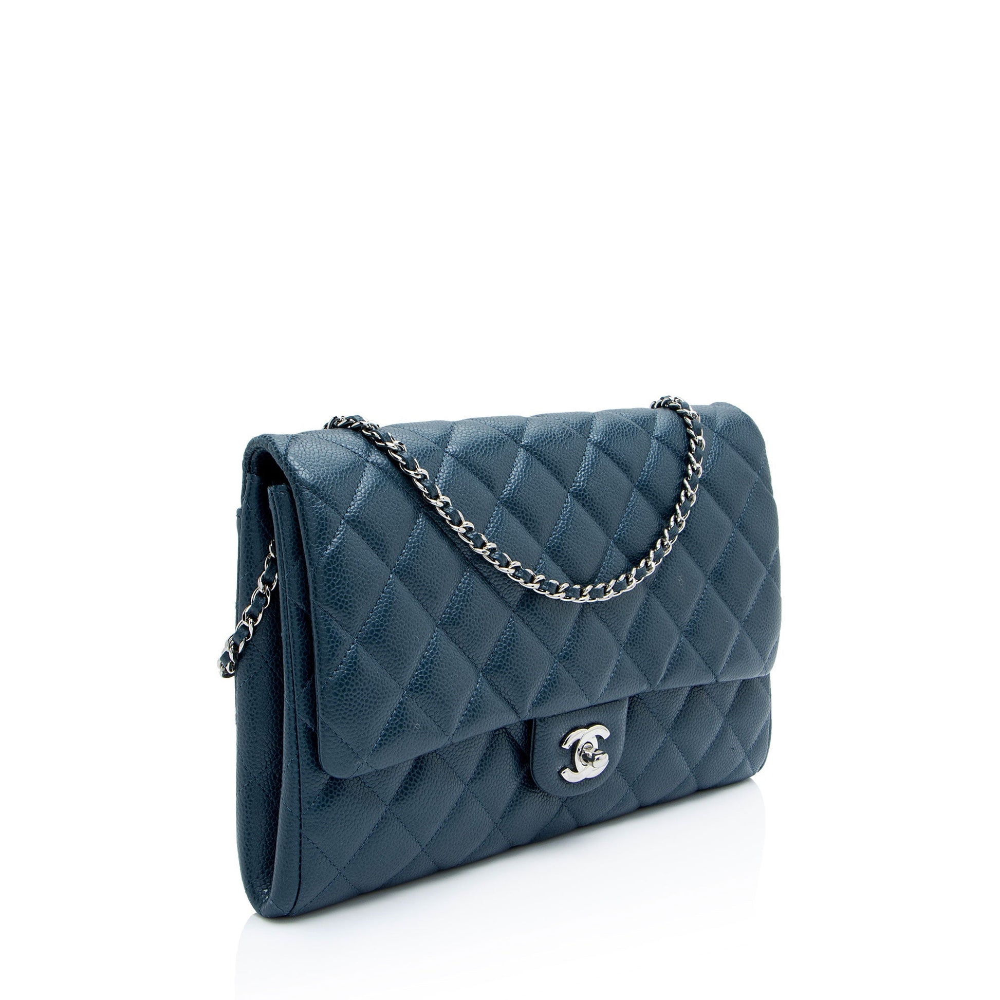 Chanel Caviar Flap Leather Clutch Bag
