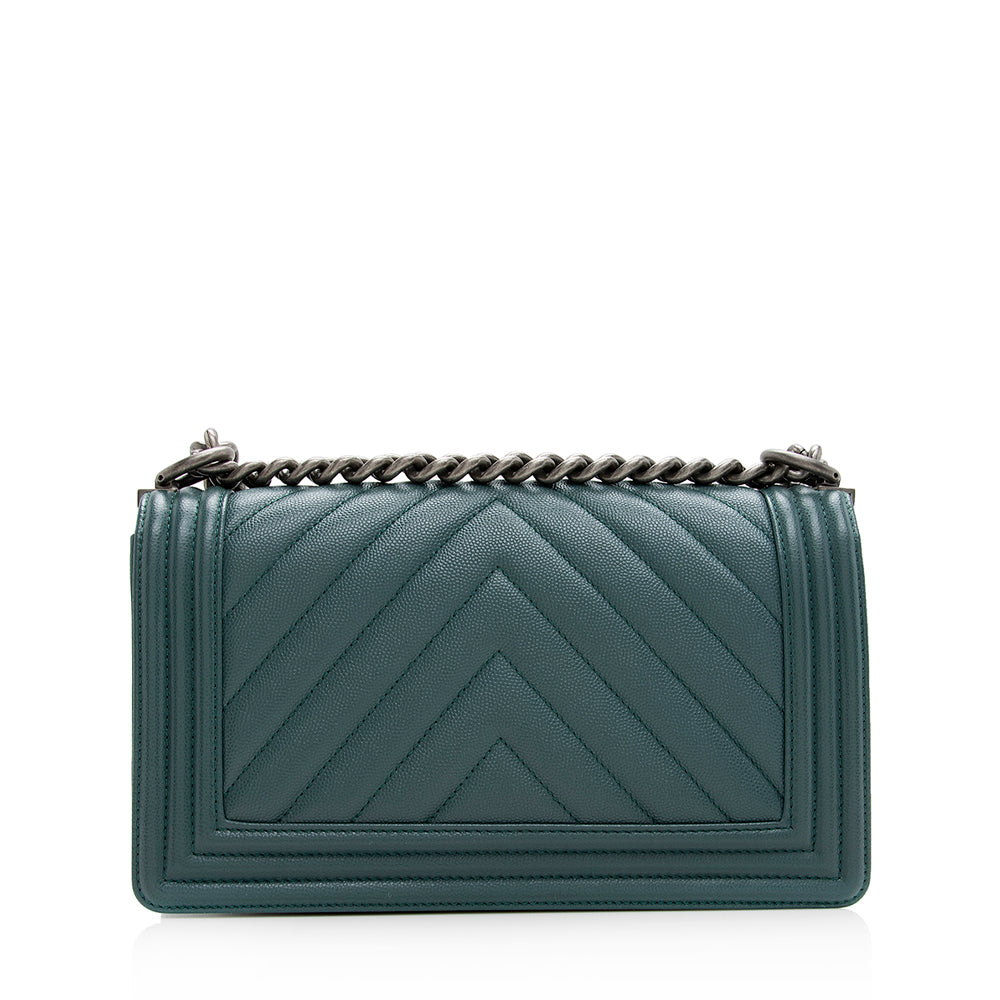 Chanel Caviar Chevron Old Boy SHF Handbag