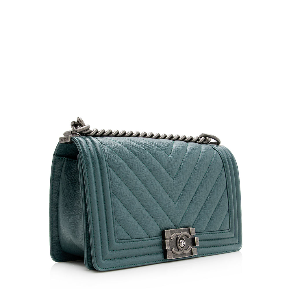 Chanel Caviar Chevron Old Boy SHF Handbag
