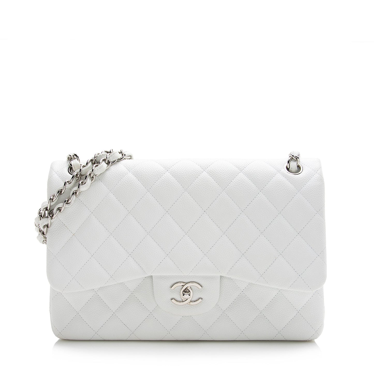 Chanel Caviar Classic Jumbo Double Flap SHF Leather Shoulder Bag