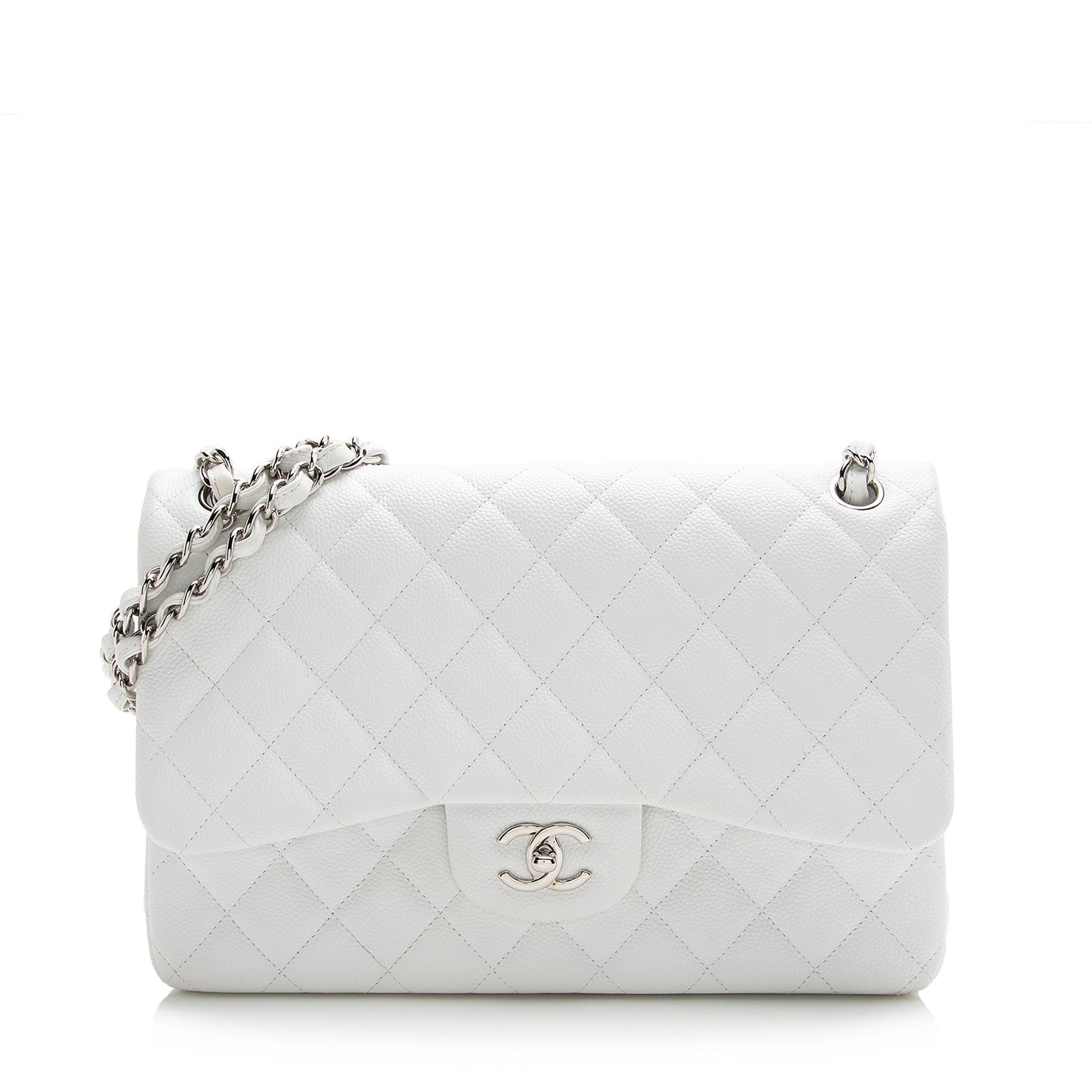 Chanel Caviar Classic Jumbo Double Flap SHF Leather Shoulder Bag