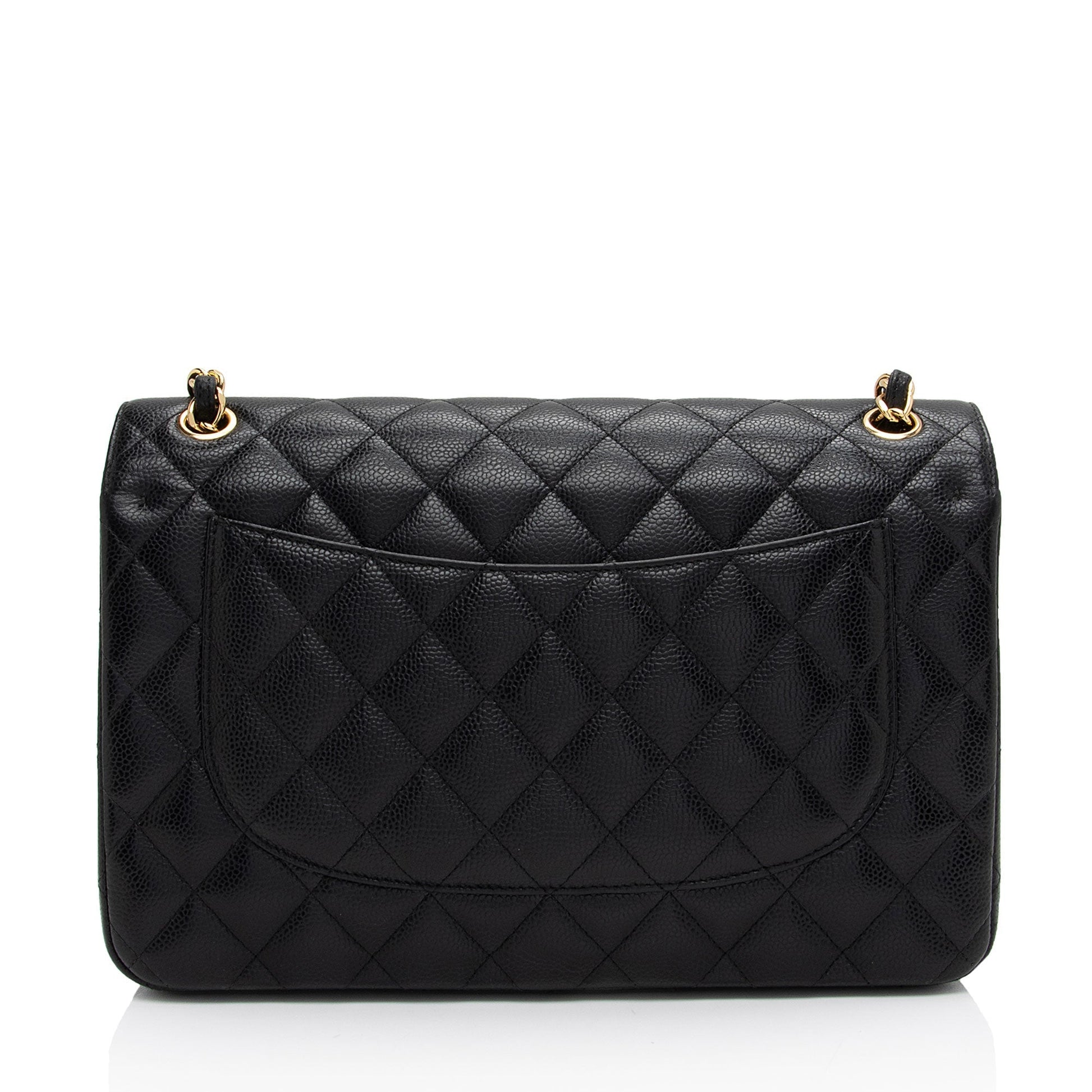 Chanel Caviar Classic Jumbo Double Flap SHF-xAxzXd Leather Shoulder Bag