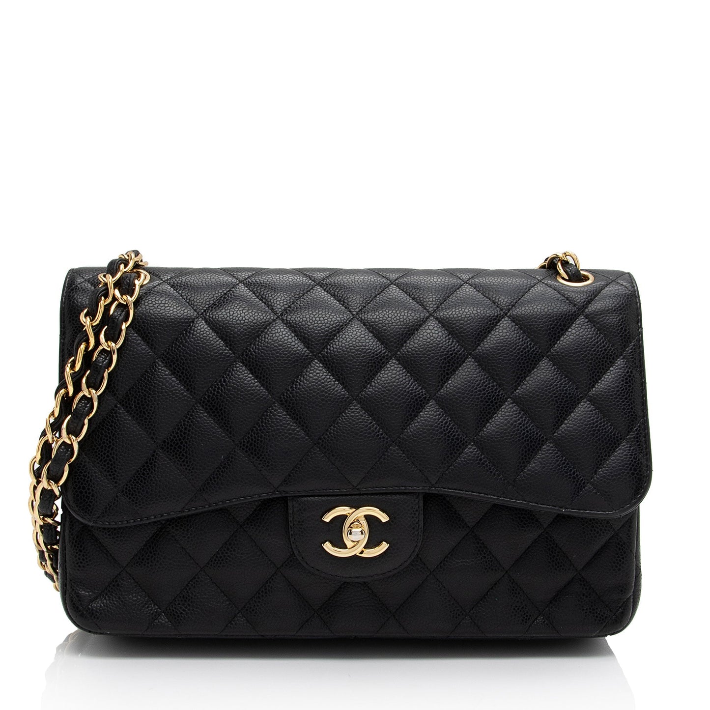 Chanel Caviar Classic Jumbo Double Flap SHF-xAxzXd Leather Shoulder Bag
