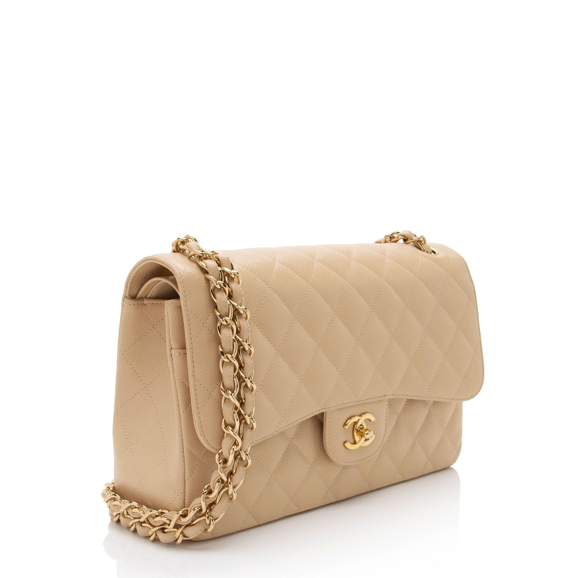 Chanel Caviar Classic Jumbo Double Flap Leather Shoulder Bag