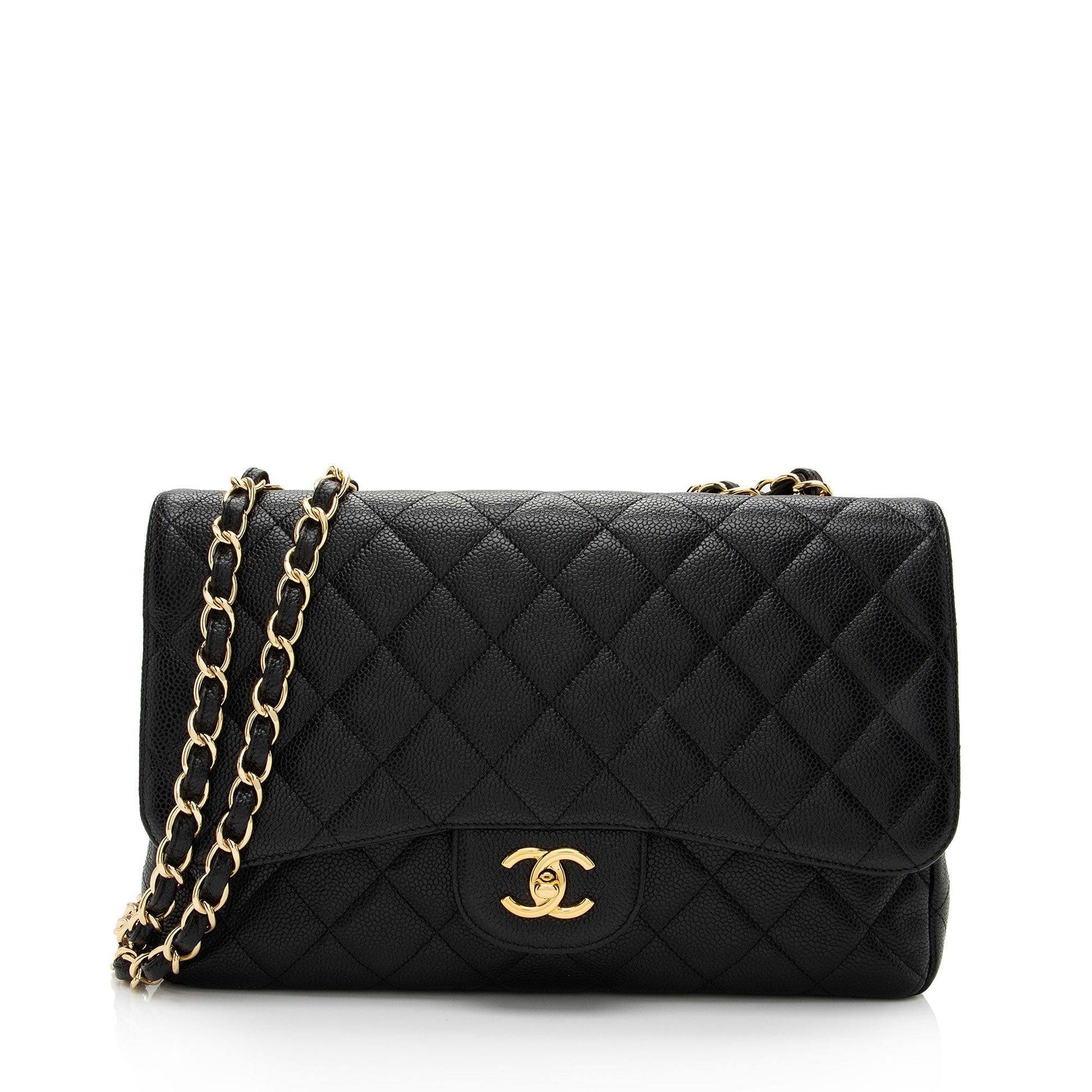 Chanel Caviar Classic Jumbo Single Flap SHF-aj9aYt Leather Shoulder Bag