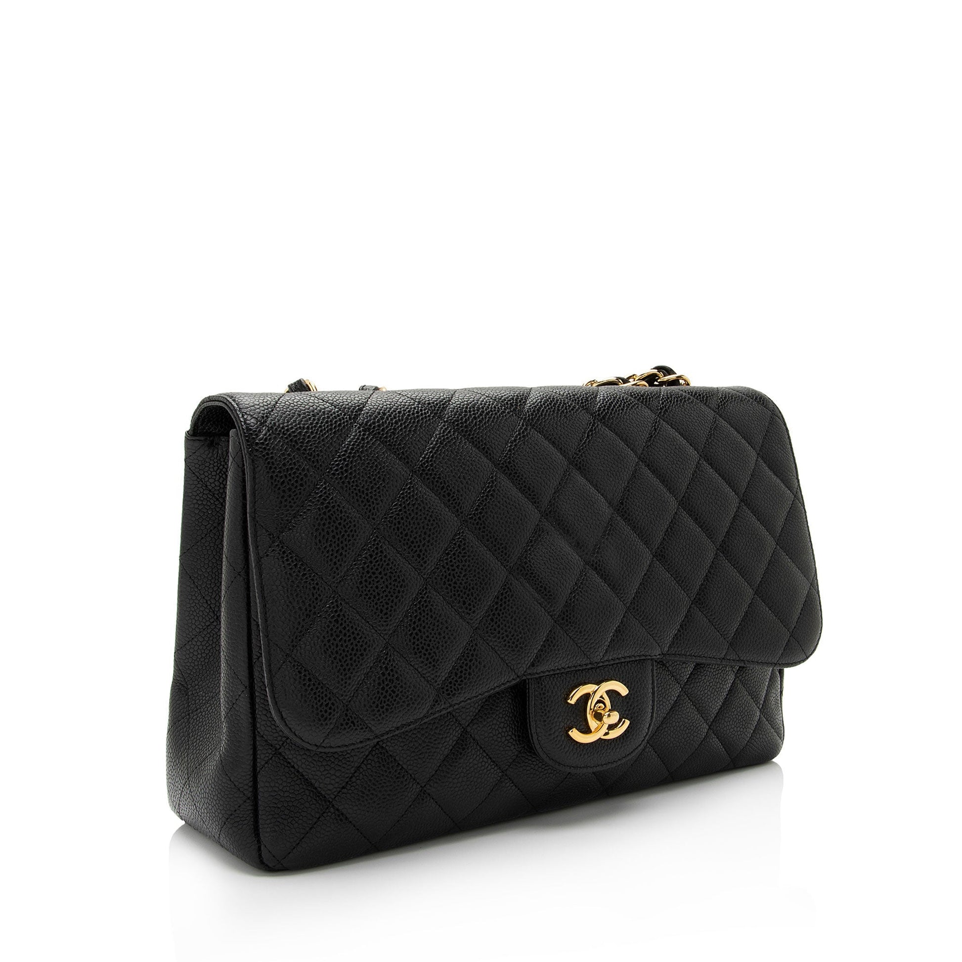 Chanel Caviar Classic Jumbo Single Flap SHF-aj9aYt Leather Shoulder Bag