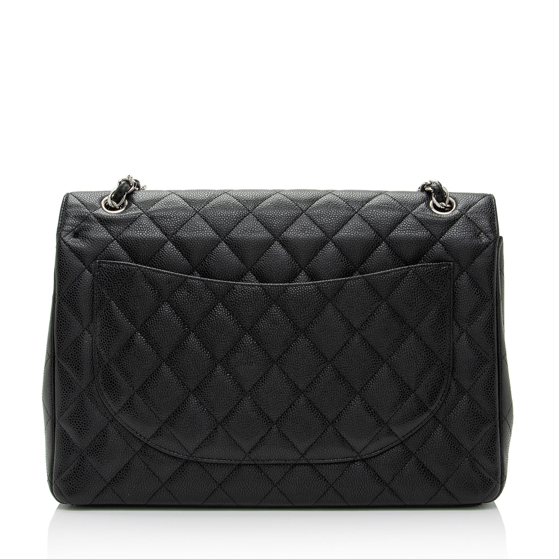 Chanel Caviar Classic Maxi Double Flap SHF-lwkRiB Leather Shoulder Bag
