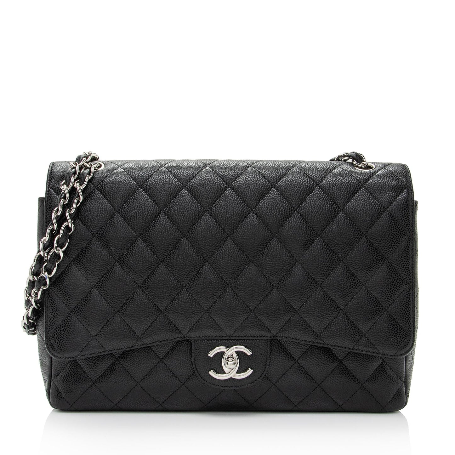Chanel Caviar Classic Maxi Double Flap SHF-lwkRiB Leather Shoulder Bag