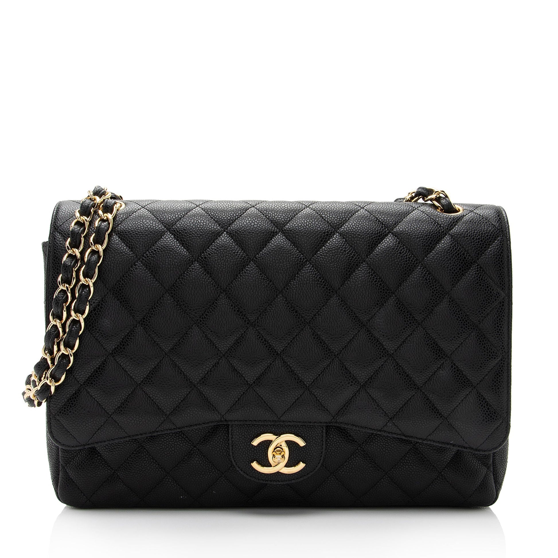Chanel Caviar Classic Maxi Double Flap SHF-ssGyC1 Leather Shoulder Bag