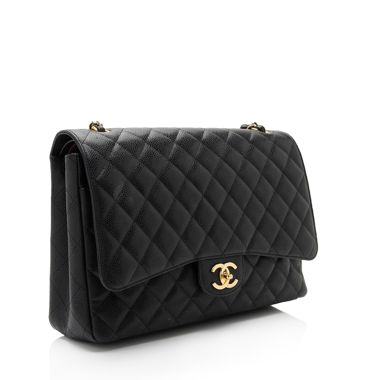 Chanel Caviar Classic Maxi Double Flap SHF-ssGyC1 Leather Shoulder Bag