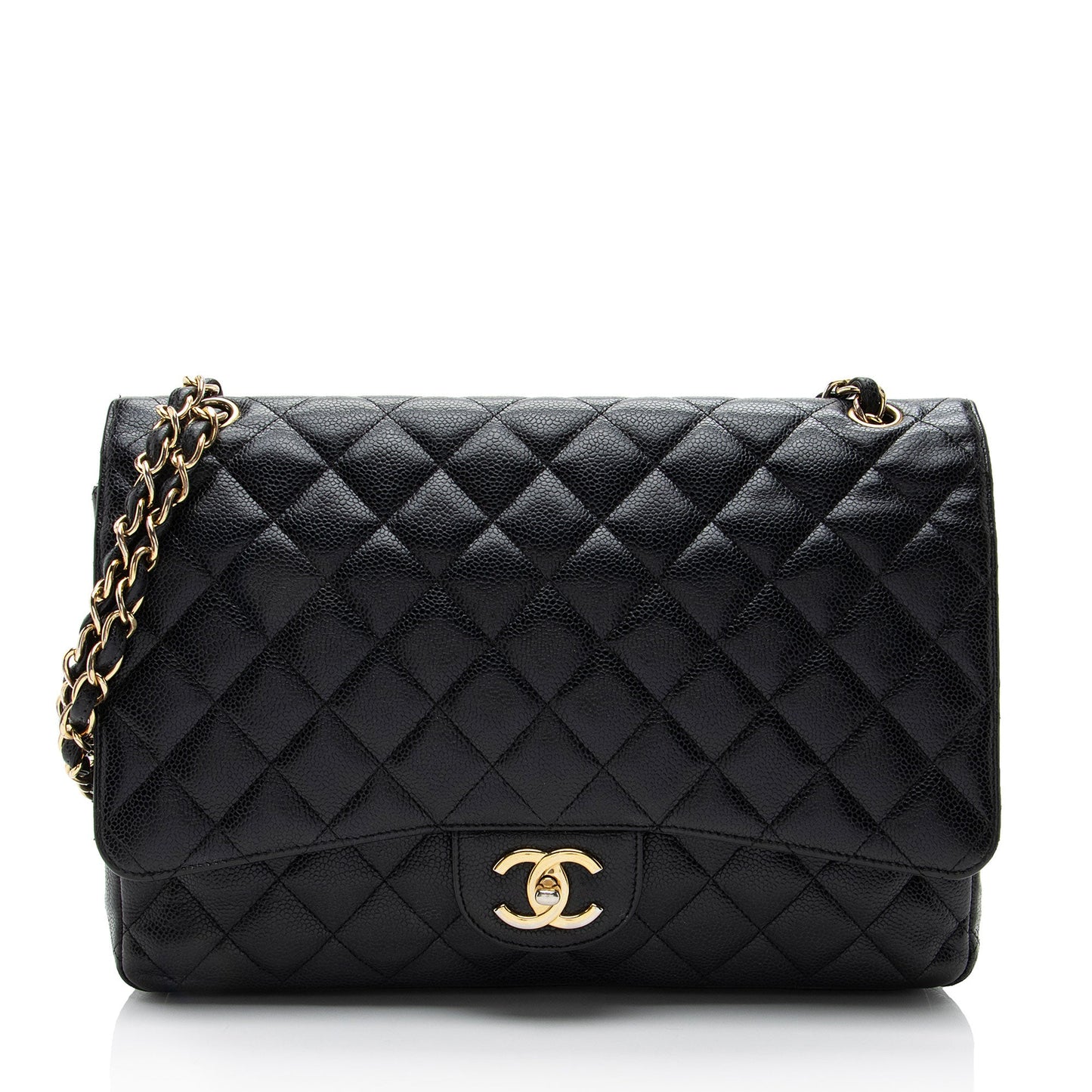 Chanel Caviar Classic Maxi Double Flap Leather Shoulder Bag