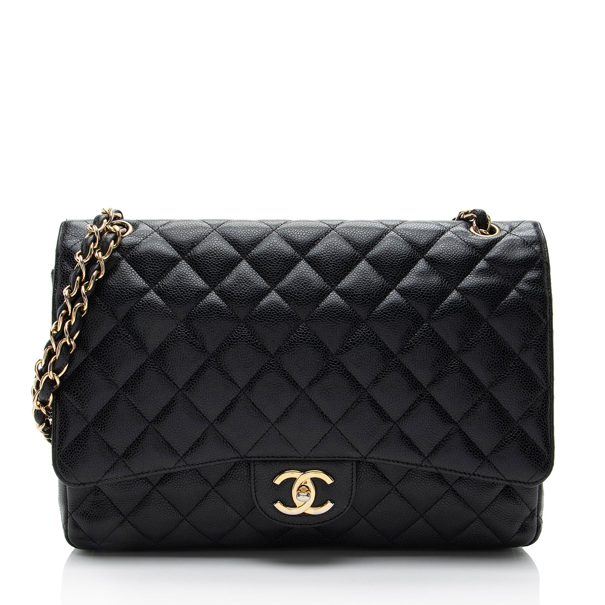 Chanel Caviar Classic Maxi Double Flap Leather Shoulder Bag