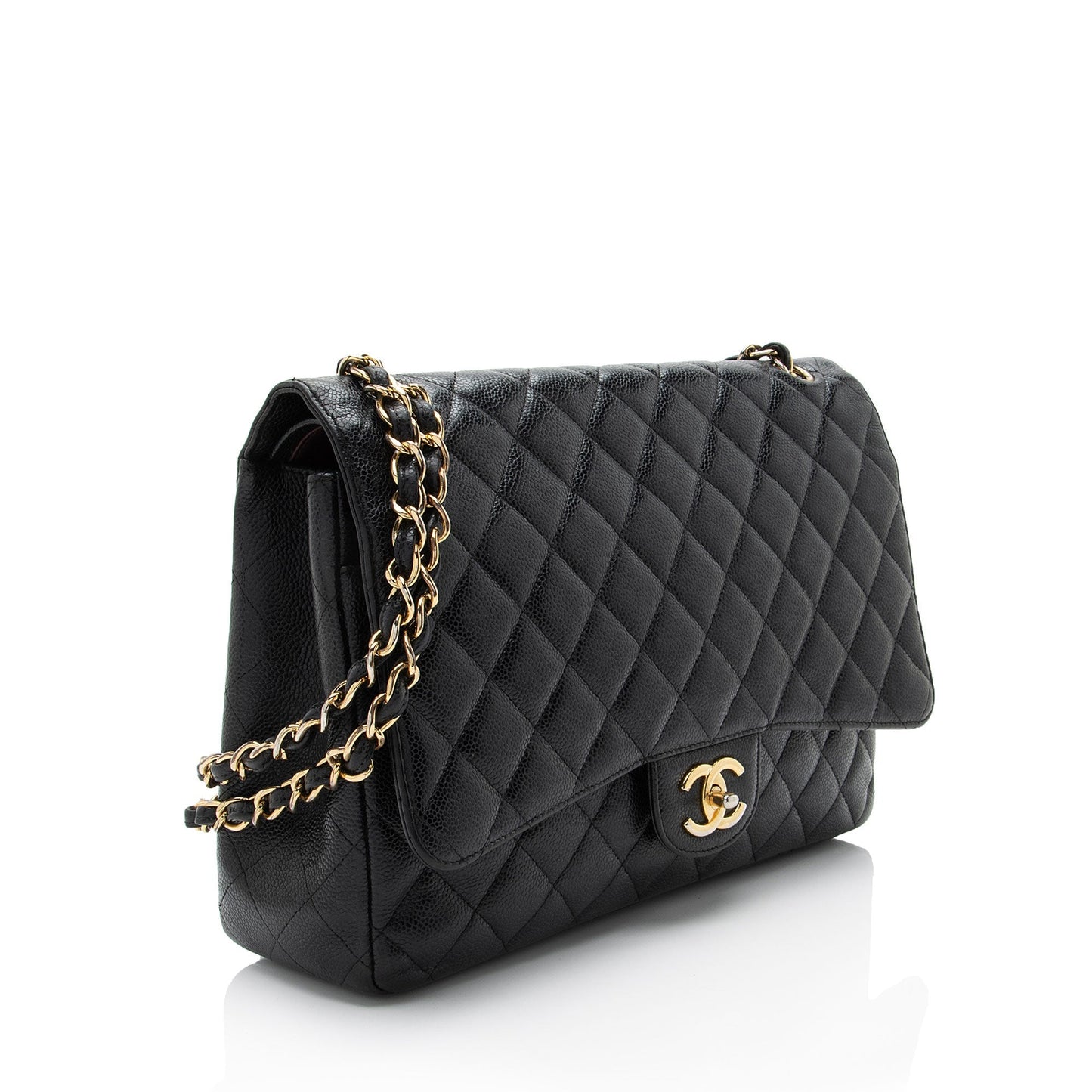 Chanel Caviar Classic Maxi Double Flap Leather Shoulder Bag