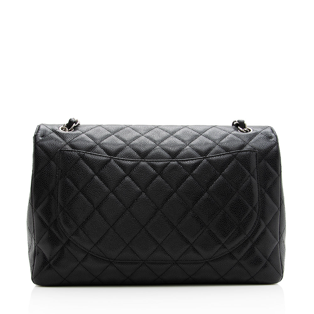 Chanel Caviar Classic Maxi Single Flap SHF Leather Shoulder Bag
