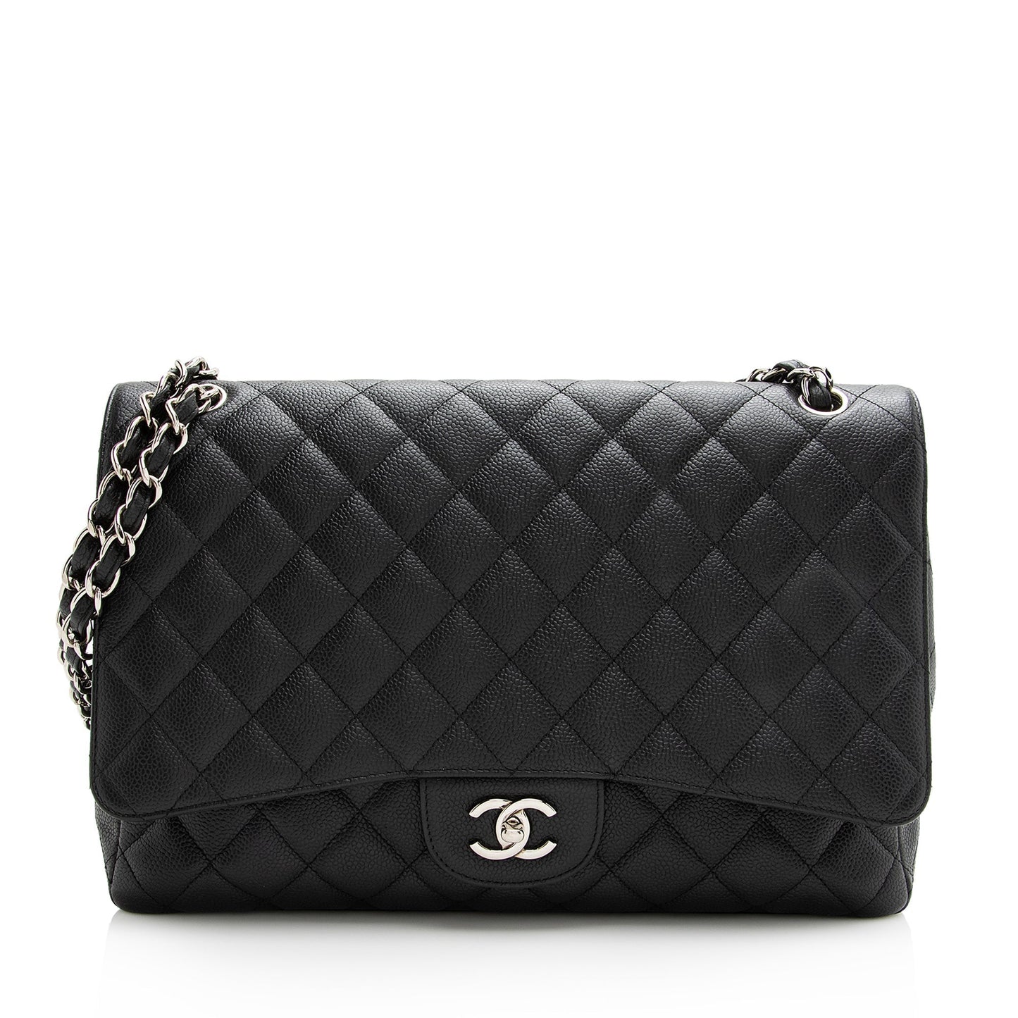 Chanel Caviar Classic Maxi Single Flap SHF Leather Shoulder Bag Bag Shf