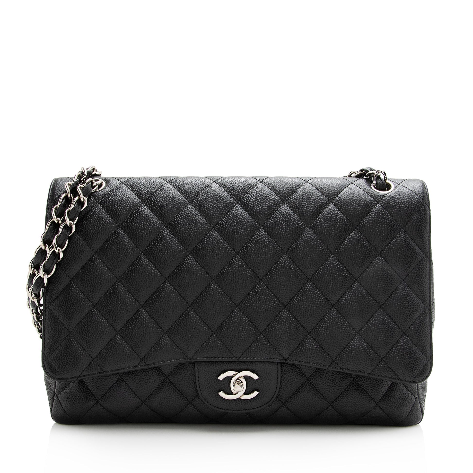 Chanel Caviar Classic Maxi Single Flap SHF Leather Shoulder Bag Bag Shf
