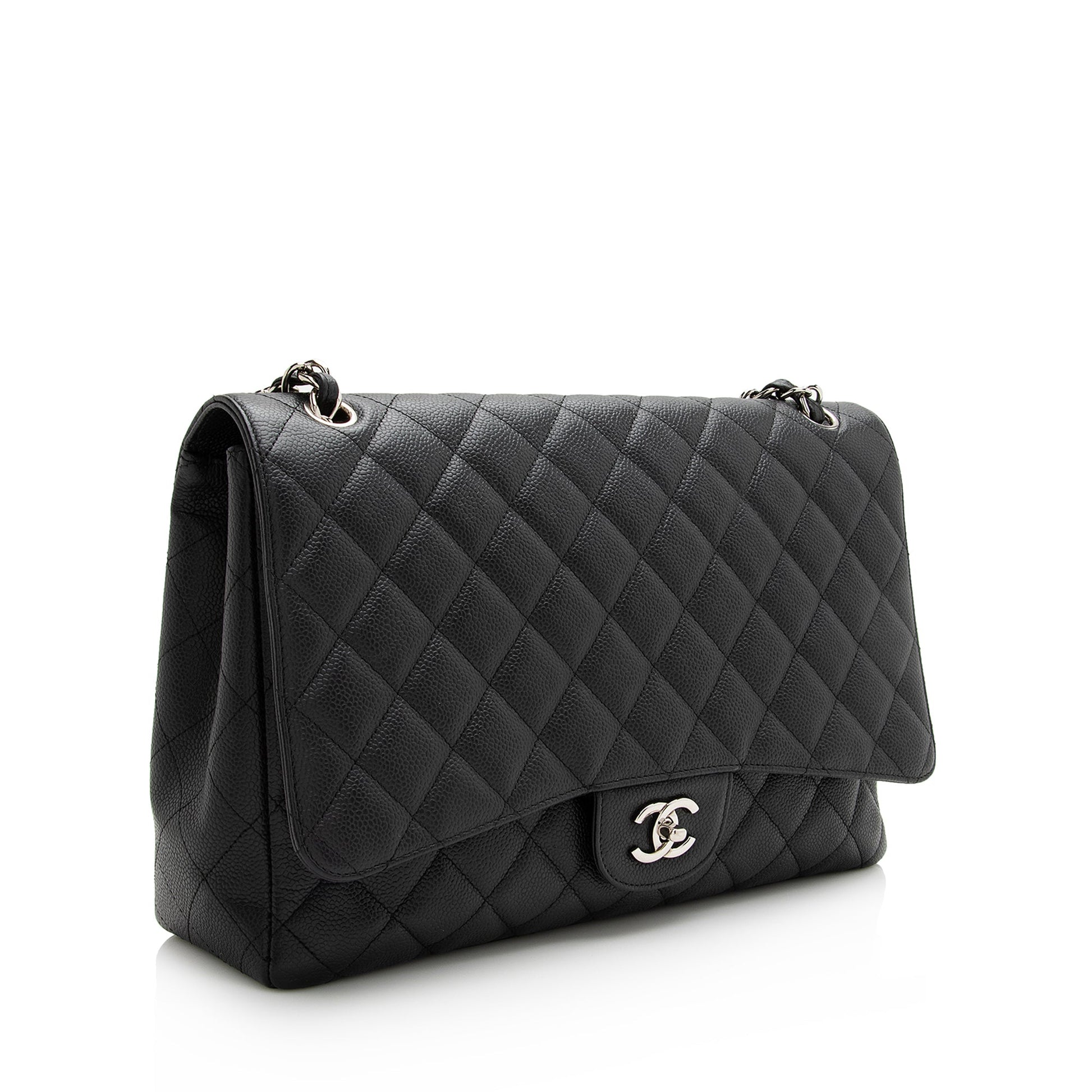 Chanel Caviar Classic Maxi Single Flap SHF Leather Shoulder Bag Bag Shf