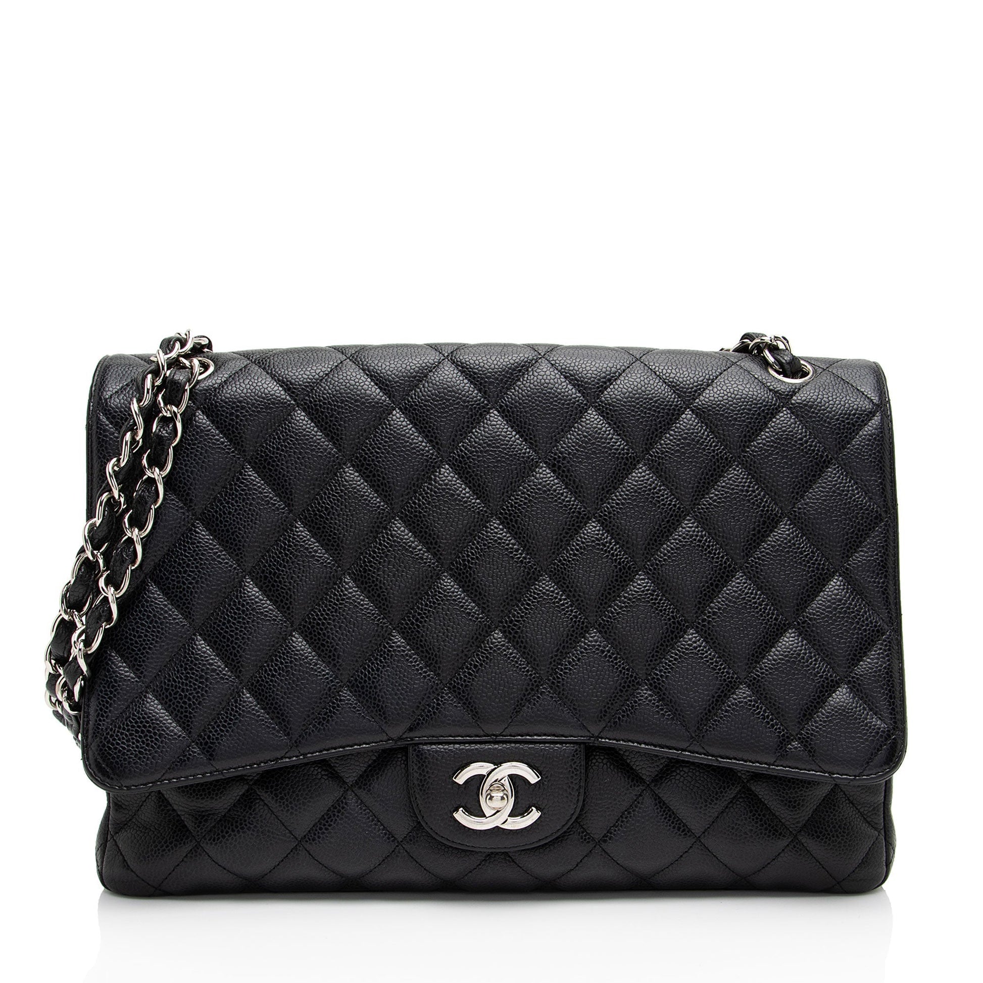 Chanel Caviar Classic Maxi Single Flap Leather Shoulder Bag