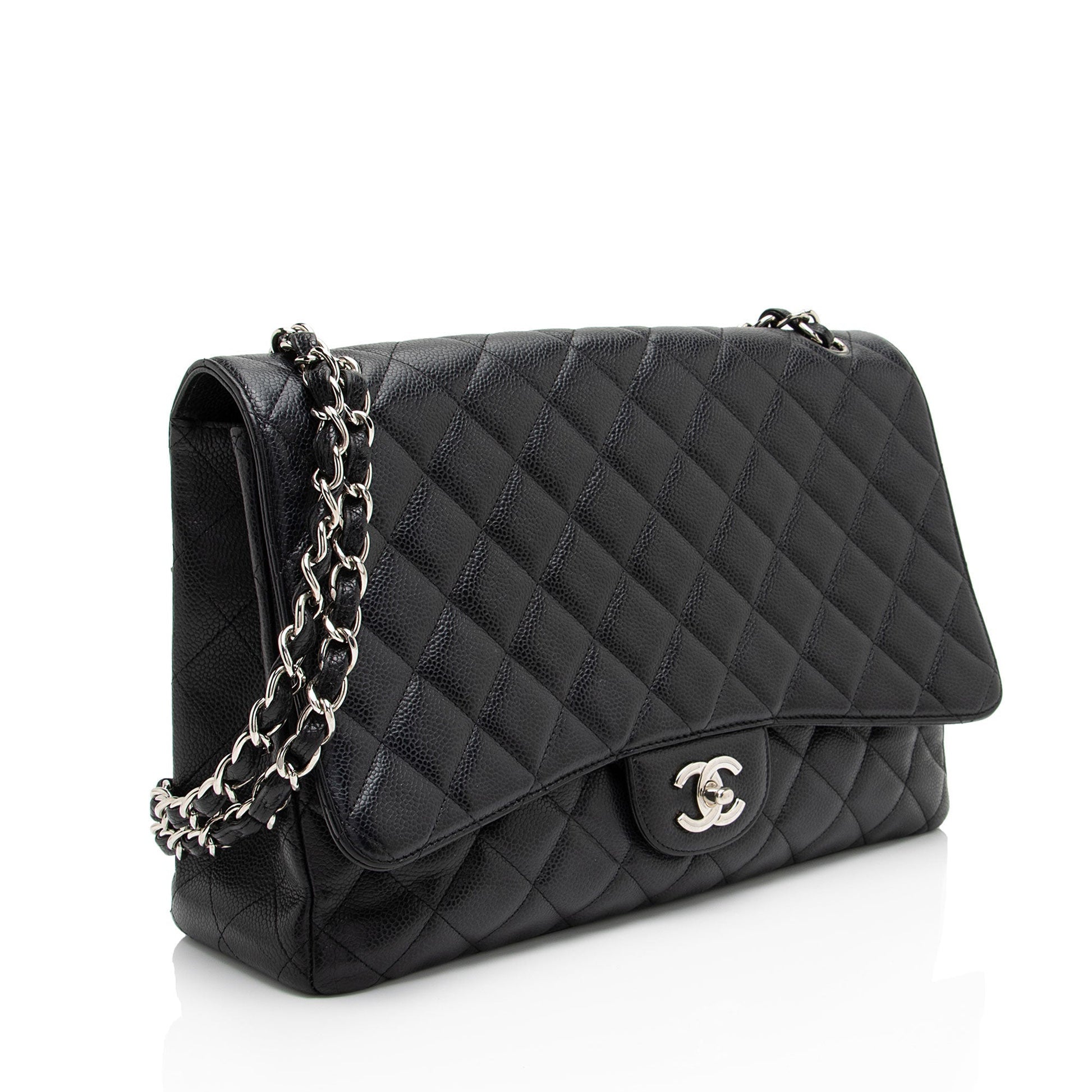 Chanel Caviar Classic Maxi Single Flap Leather Shoulder Bag