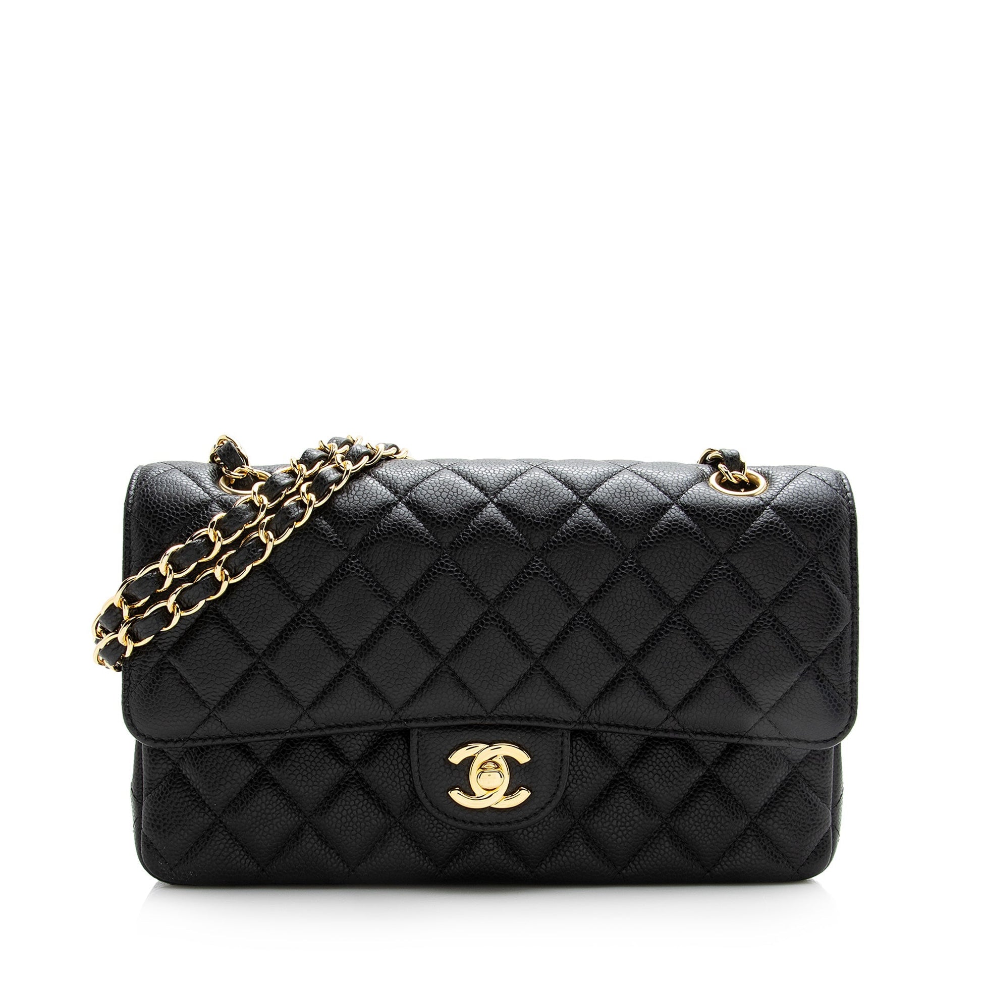 Chanel Caviar Classic Double Flap SHF Leather Shoulder Bag