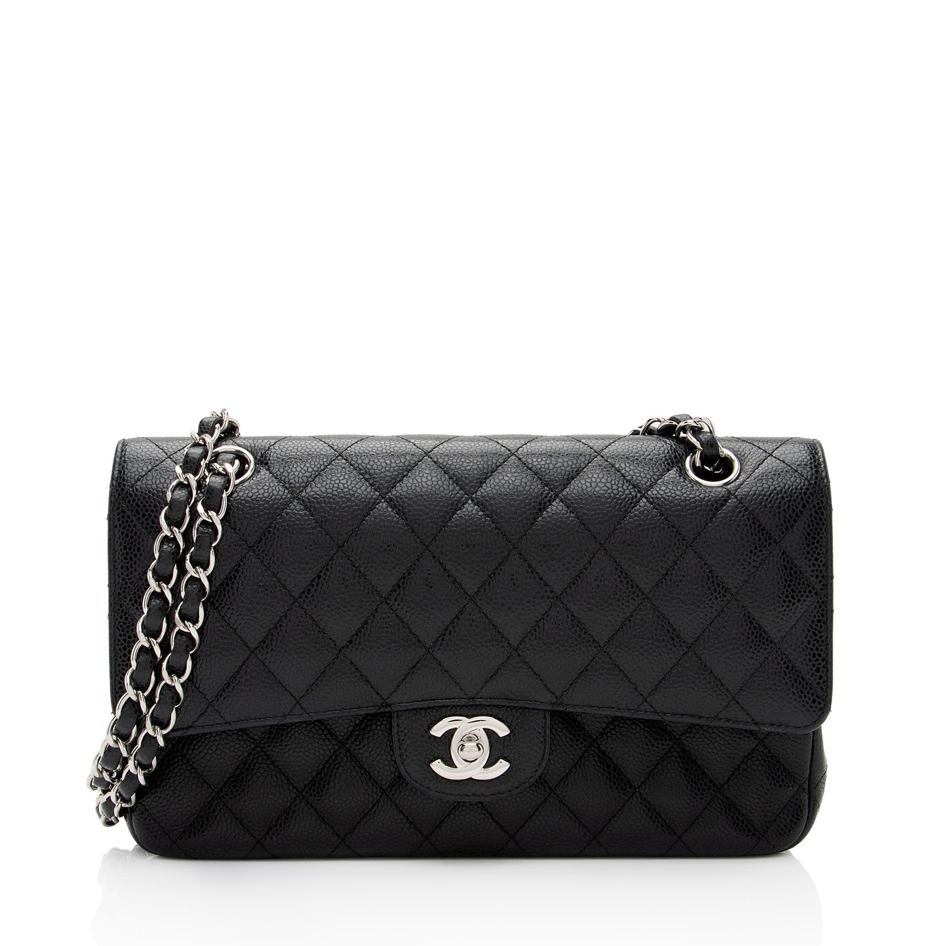 Chanel Caviar Classic Double Flap SHF-9ANmGR Leather Shoulder Bag