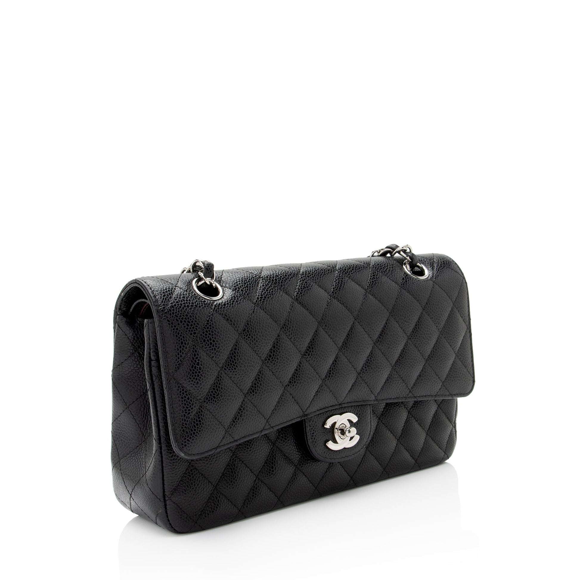 Chanel Caviar Classic Double Flap SHF-9ANmGR Leather Shoulder Bag