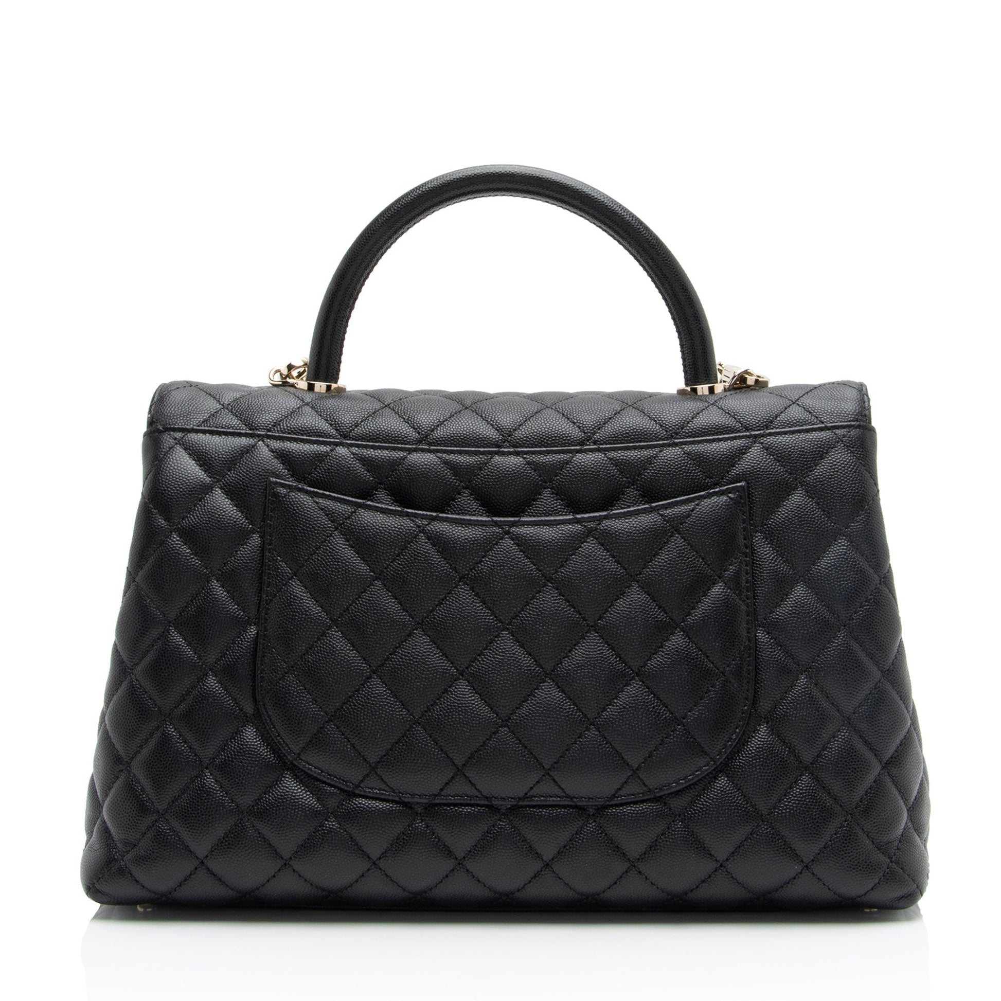 Chanel Caviar Coco Top Handle Flap SHF-xxvlCu Leather Shoulder Bag