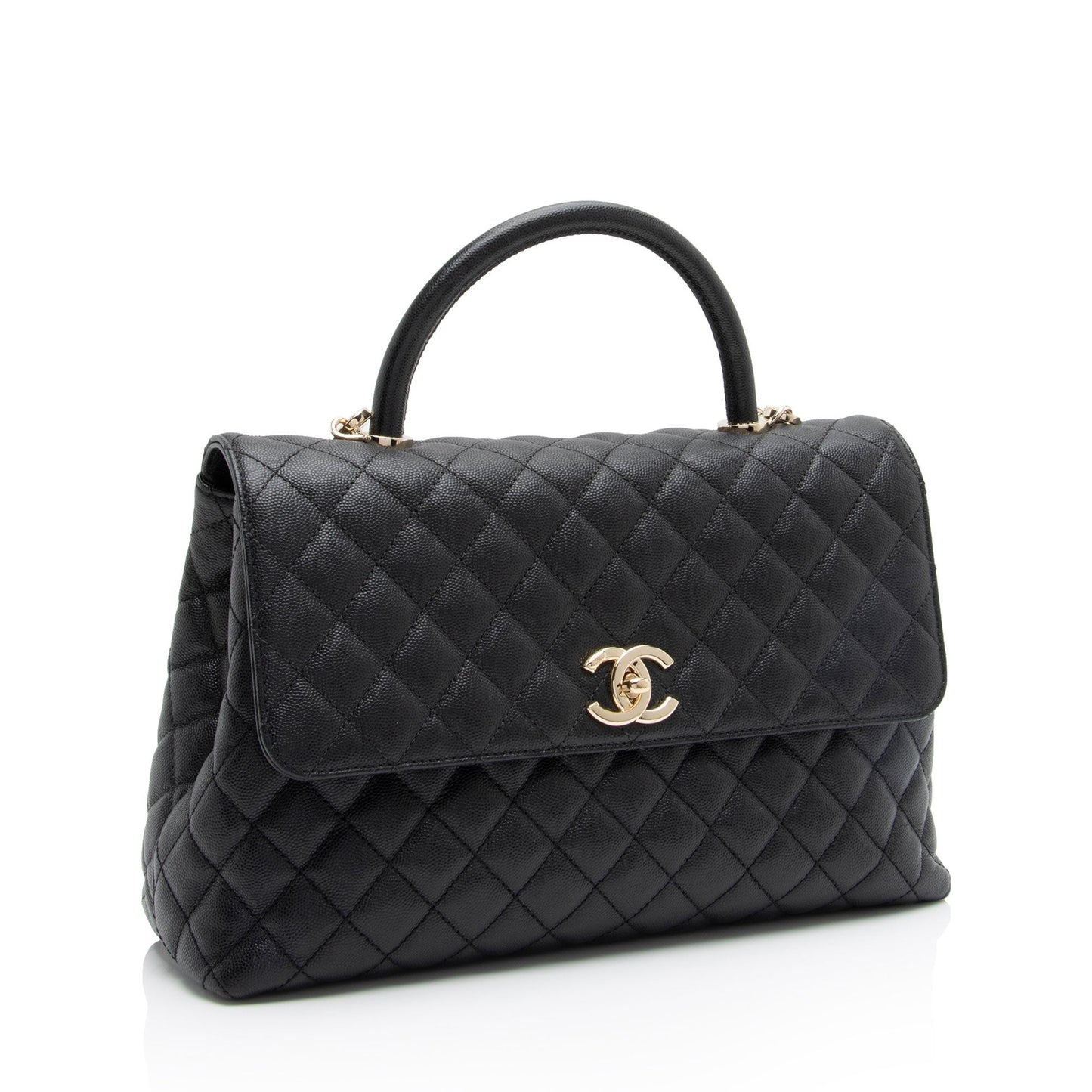 Chanel Caviar Coco Top Handle Flap SHF-xxvlCu Leather Shoulder Bag