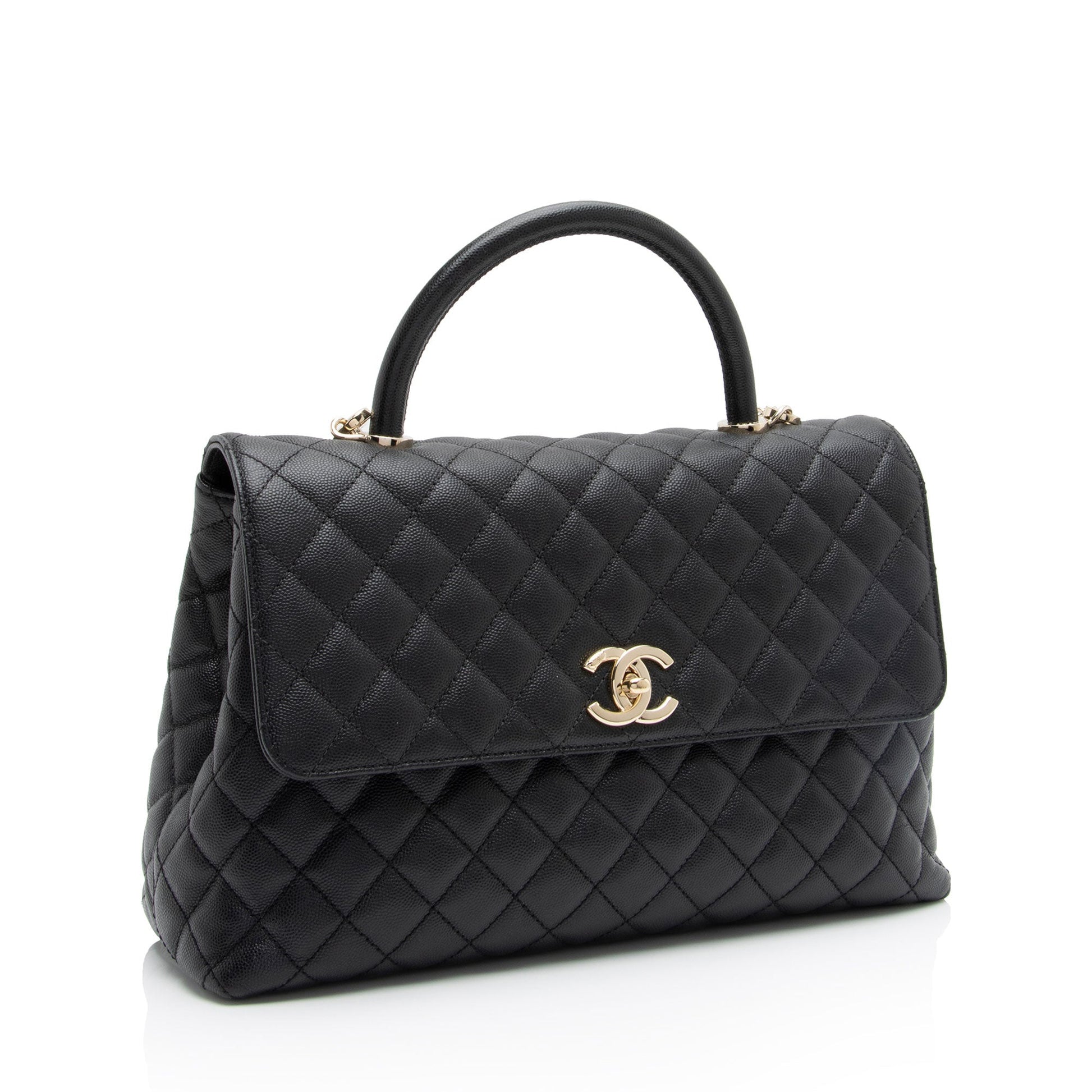 Chanel Caviar Coco Top Handle Flap SHF-xxvlCu Leather Shoulder Bag