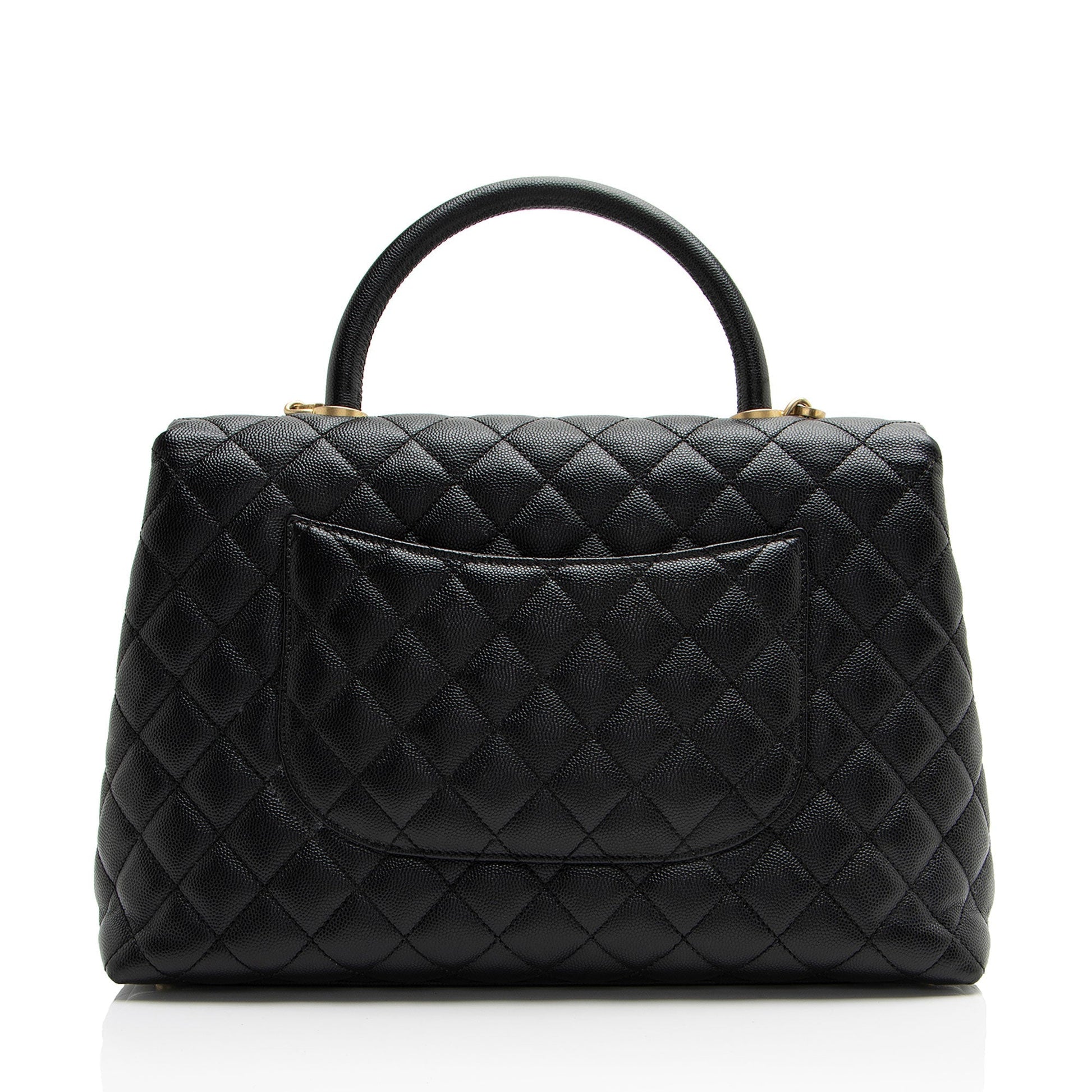 Chanel Caviar Coco Top Handle Flap Leather Shoulder Bag Flap Bag