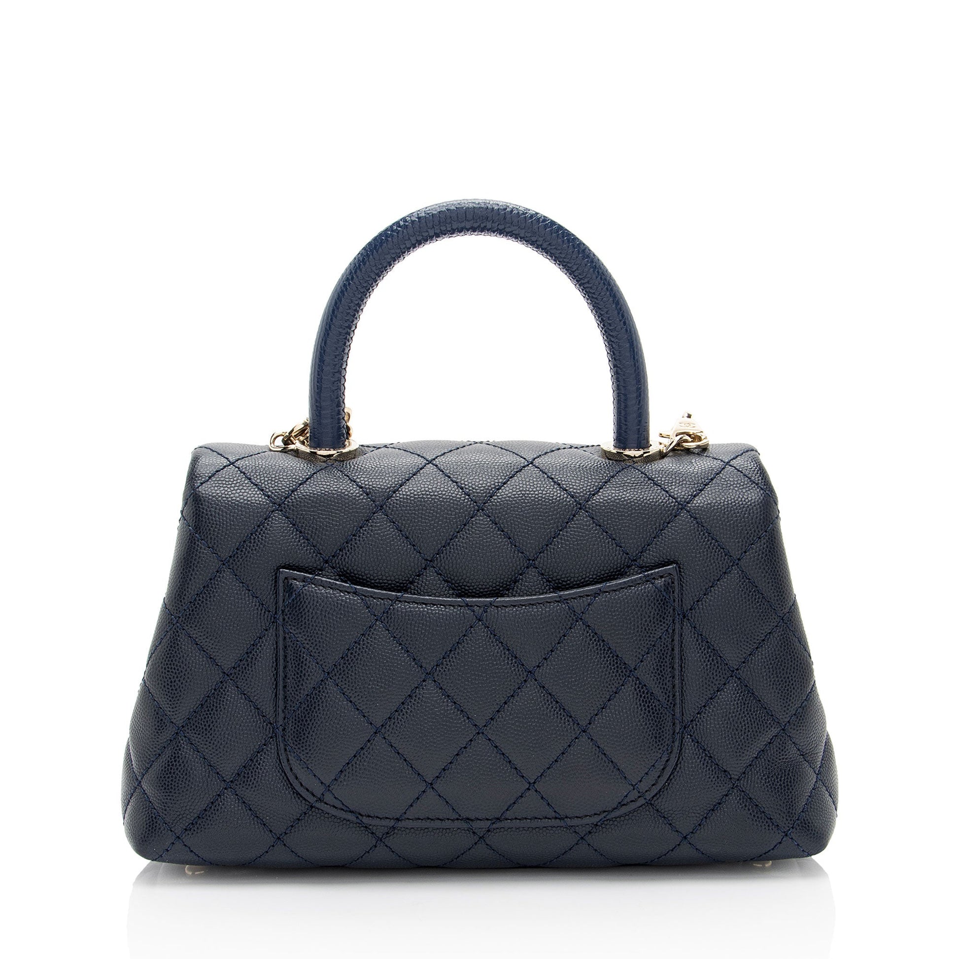 Chanel Caviar Coco Top Handle Flap Leather Shoulder Bag