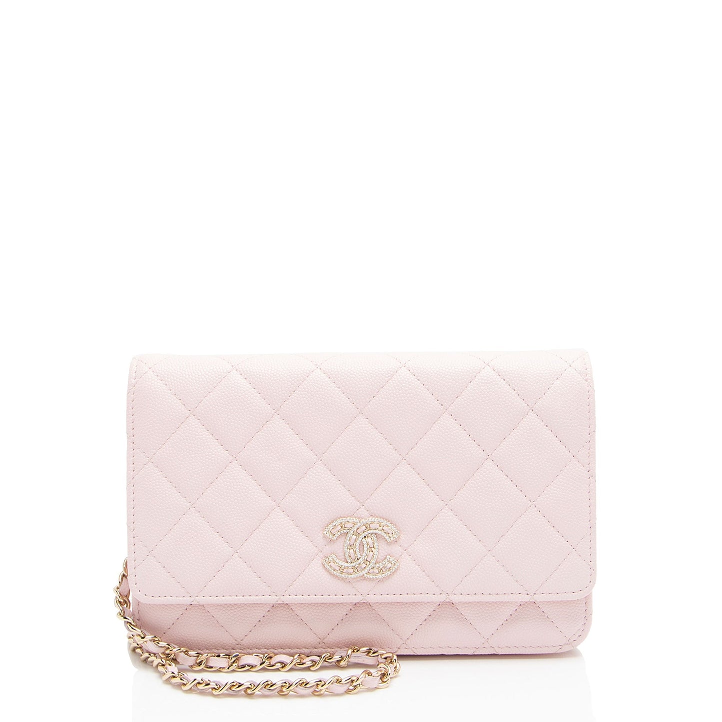 Chanel Caviar Crystal CC on Leather Wallet Case