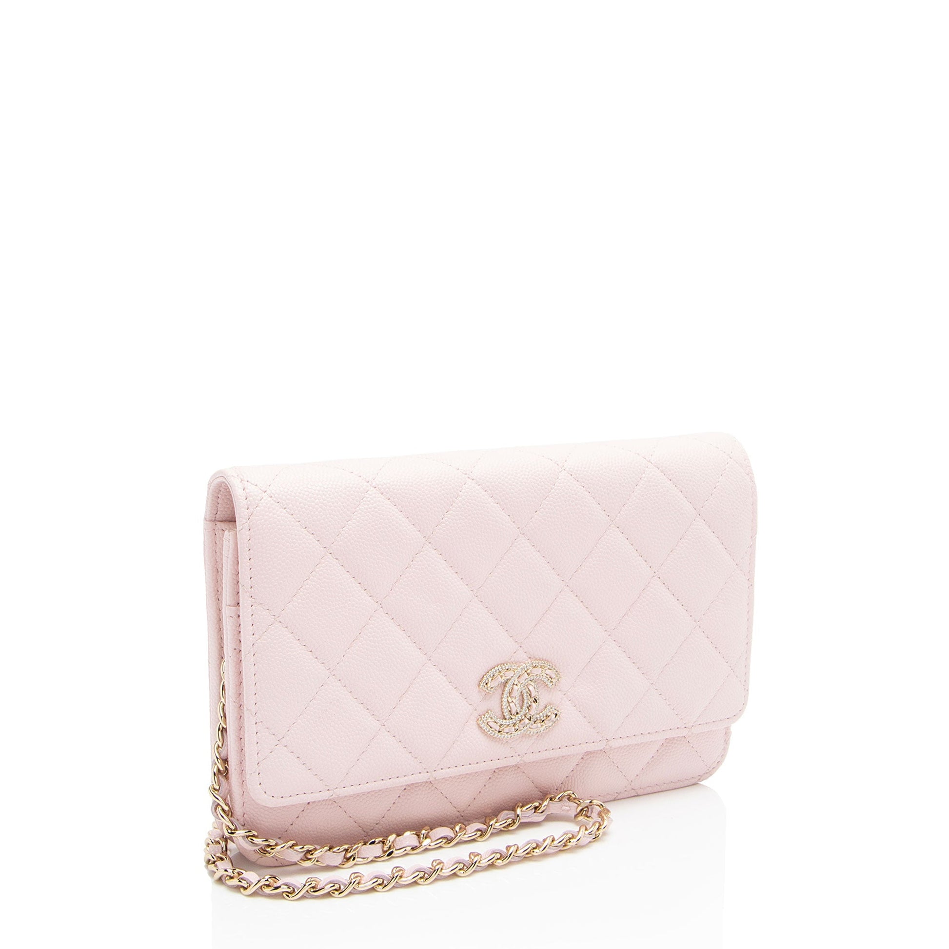 Chanel Caviar Crystal CC on Leather Wallet Case