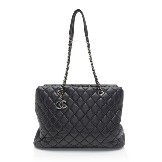 Chanel Caviar Fold Flap Top SHF-yvfNuJ Leather Tote Bag