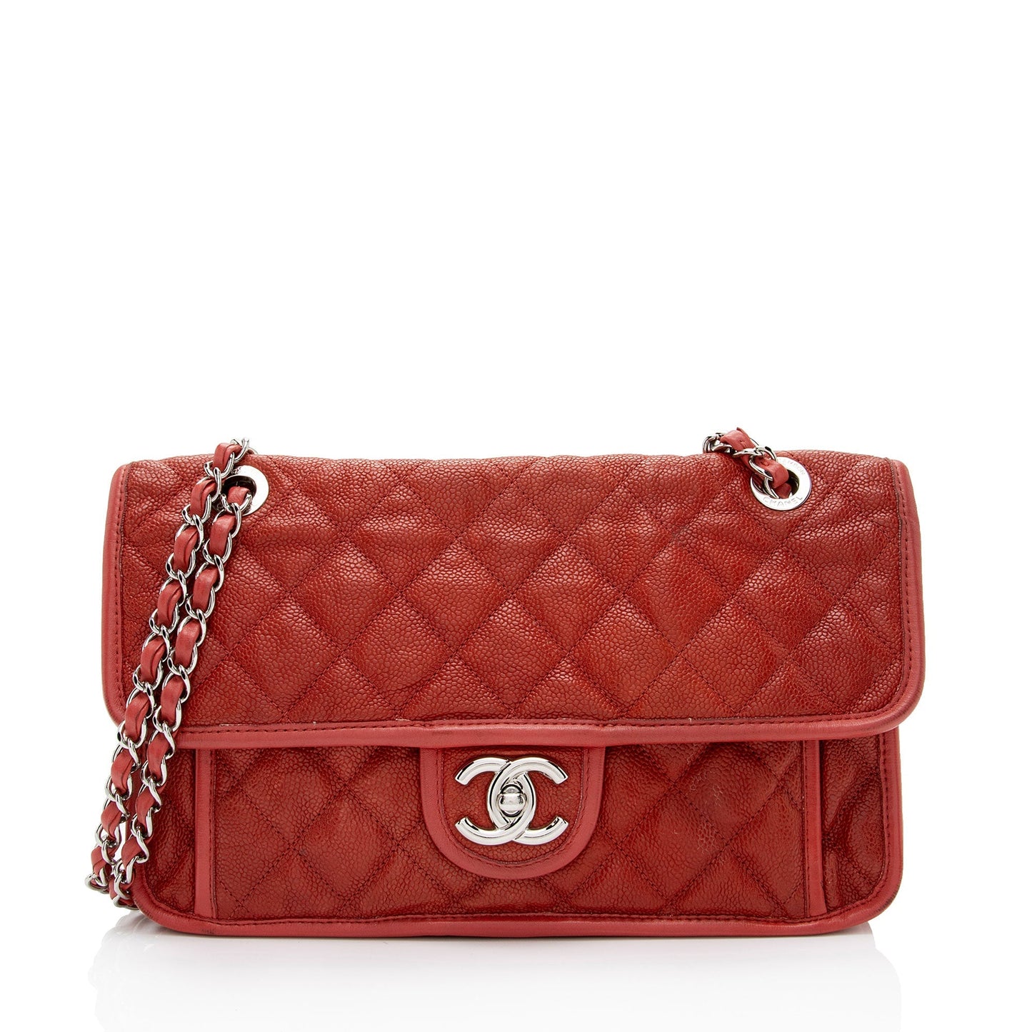 Chanel Caviar French Riviera Flap SHF-TWwhBI Leather Shoulder Bag