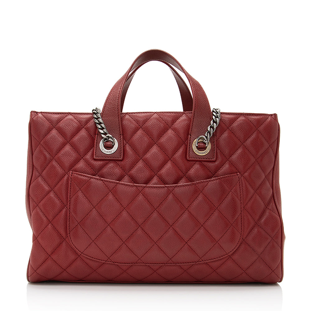 Chanel Caviar Front Pocket Shopping SHF Leather Tote Bag