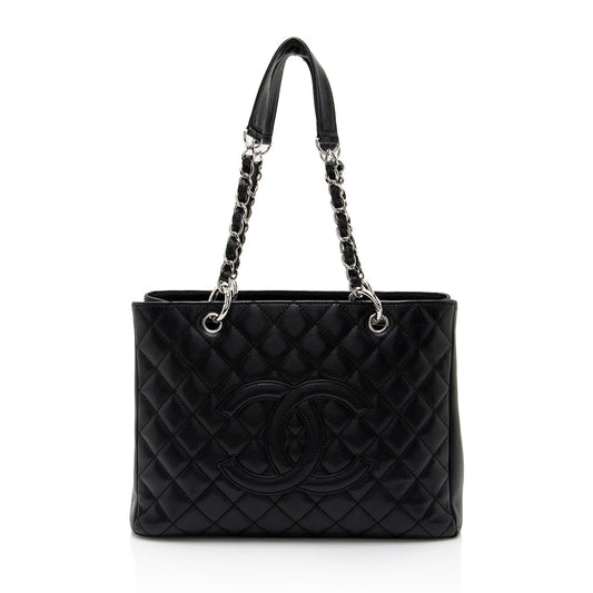 Chanel Caviar Grand Shopping SHF-eUITwo Leather Tote Bag