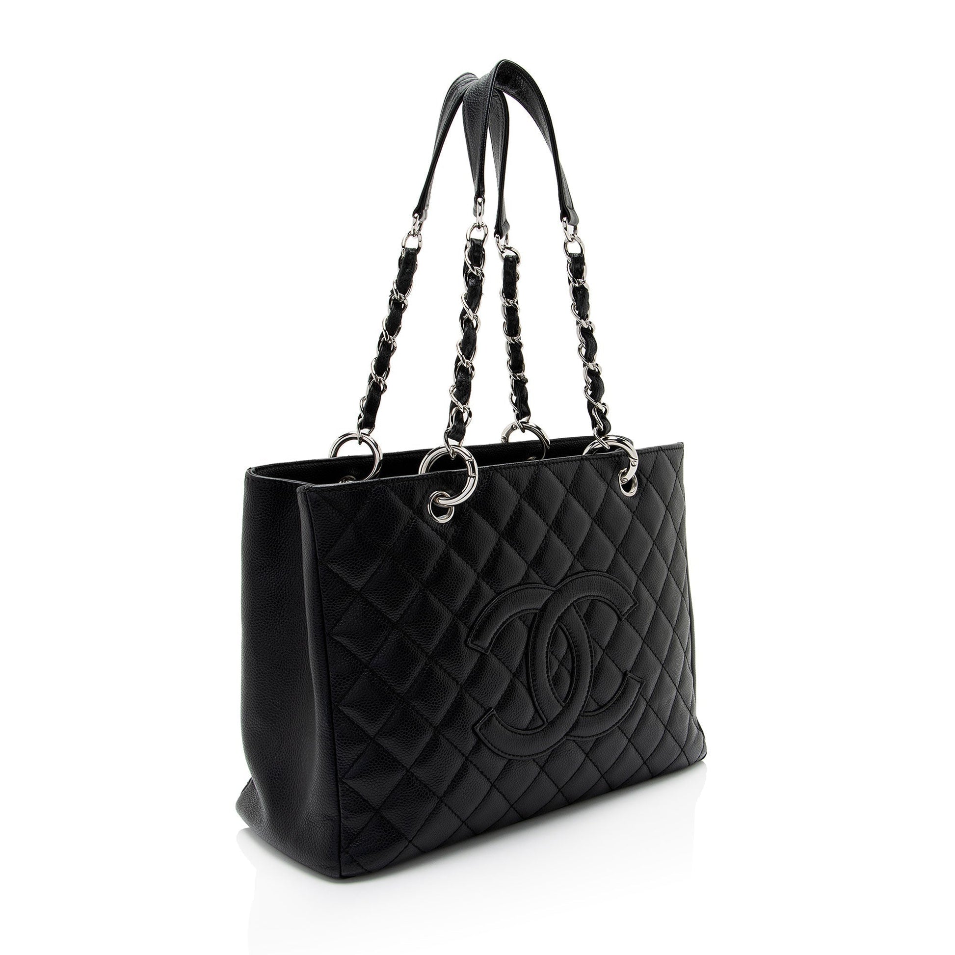 Chanel Caviar Grand Shopping SHF-eUITwo Leather Tote Bag