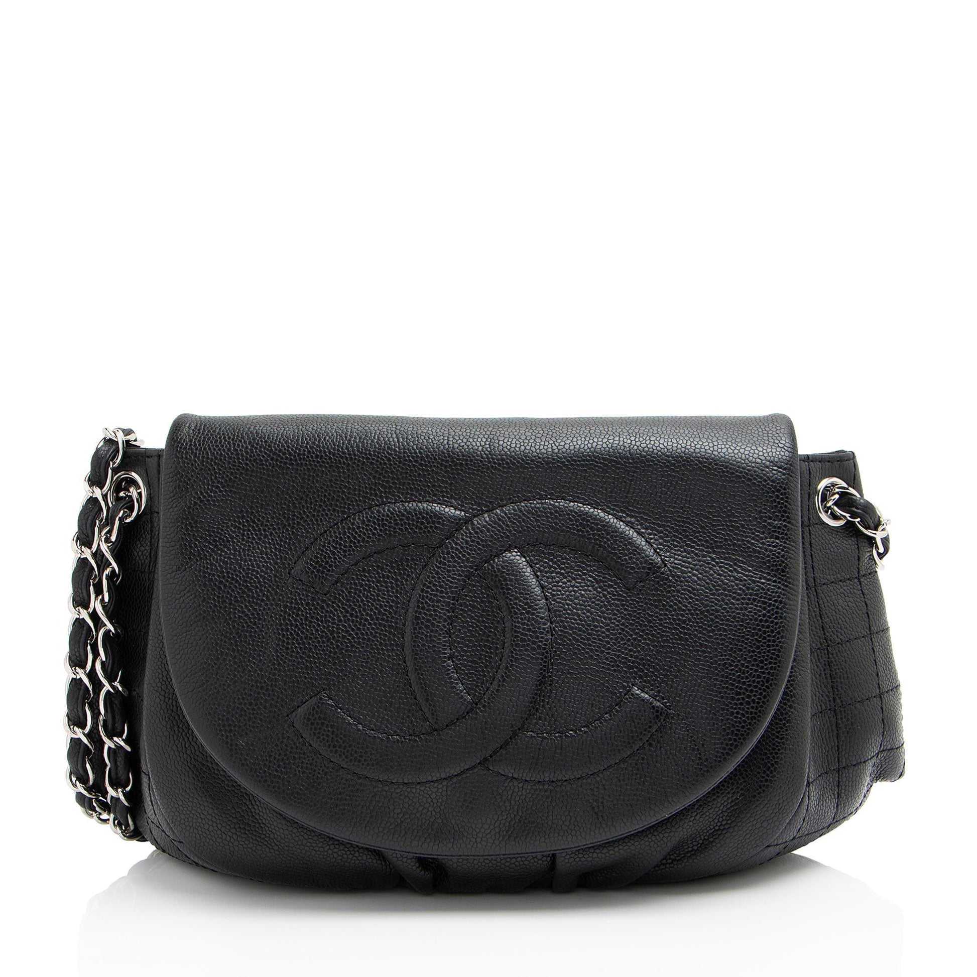Chanel Caviar Half Moon Leather Shoulder Bag