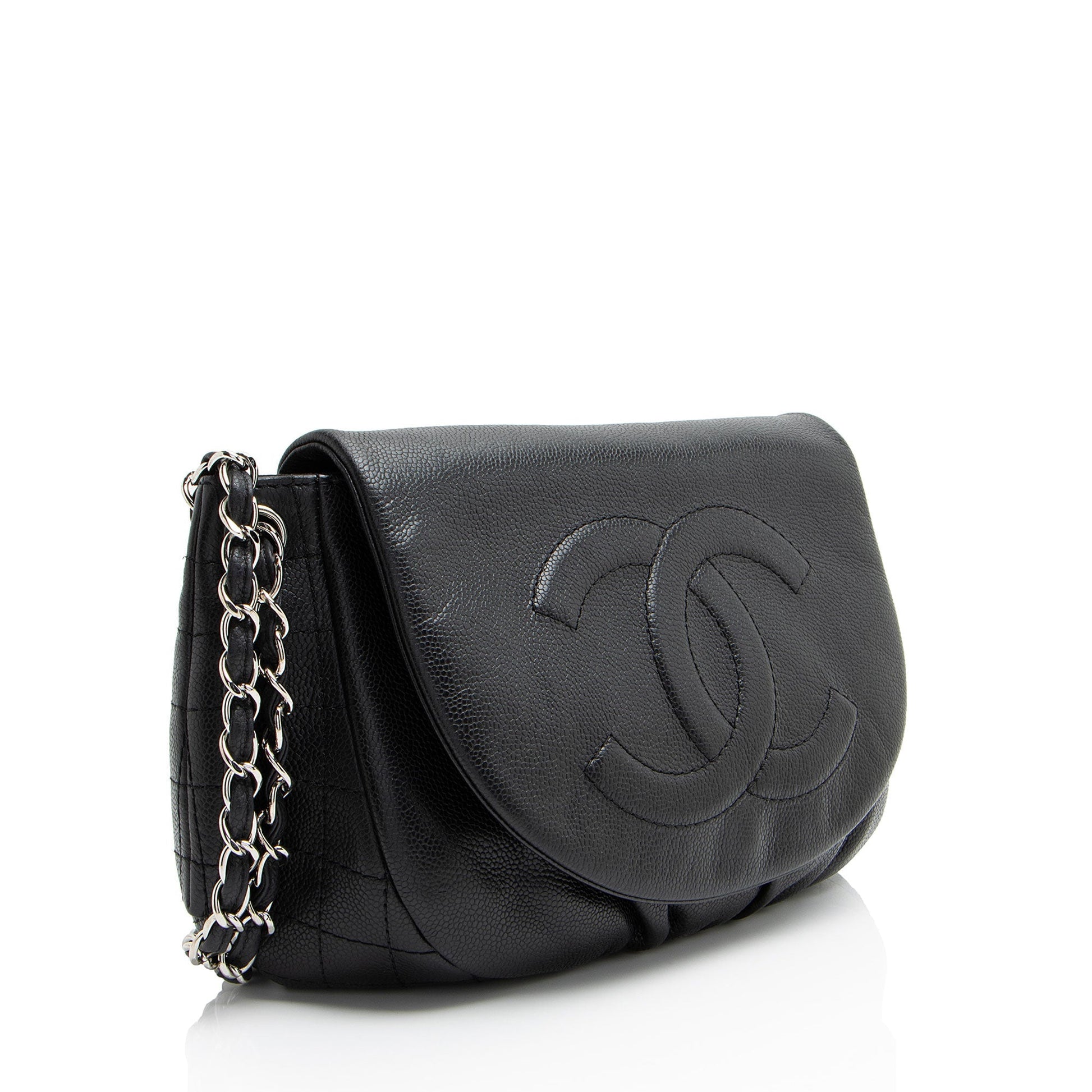 Chanel Caviar Half Moon Leather Shoulder Bag