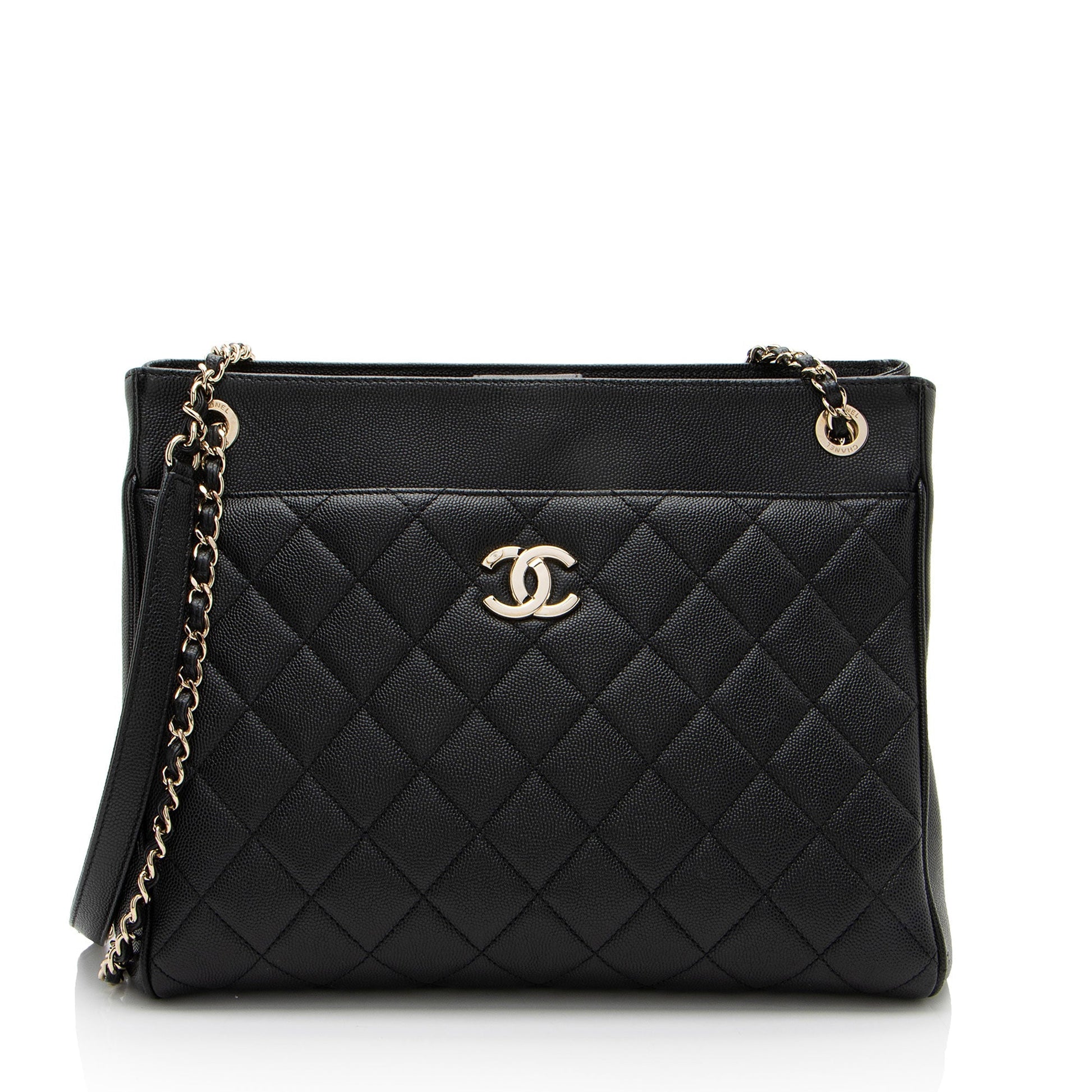 Chanel Caviar Out Flap Shopping Leather Tote Bag