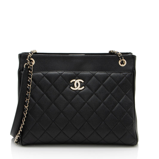 Chanel Caviar Out Flap Shopping Leather Tote Bag