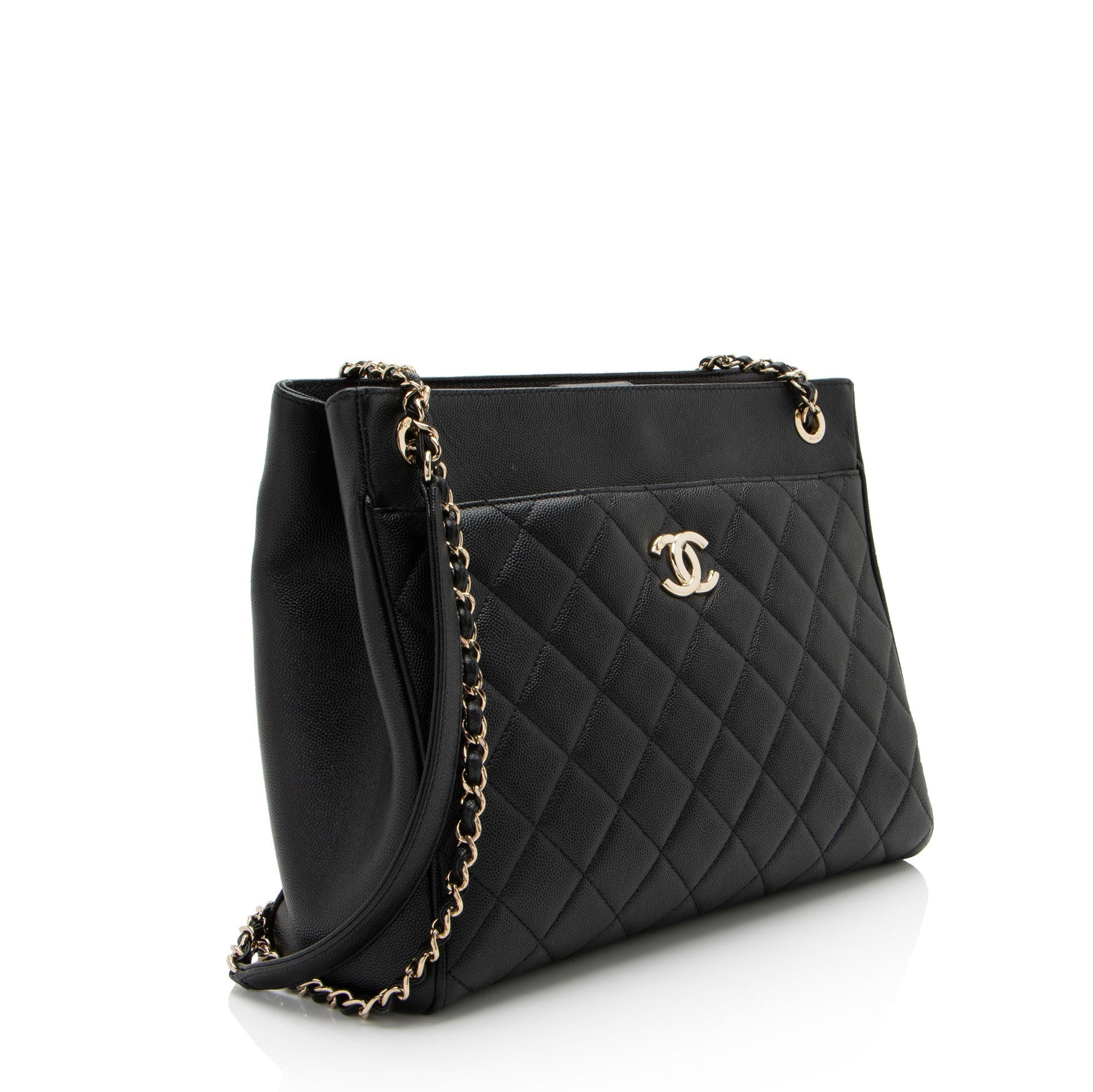 Chanel Caviar Out Flap Shopping Leather Tote Bag