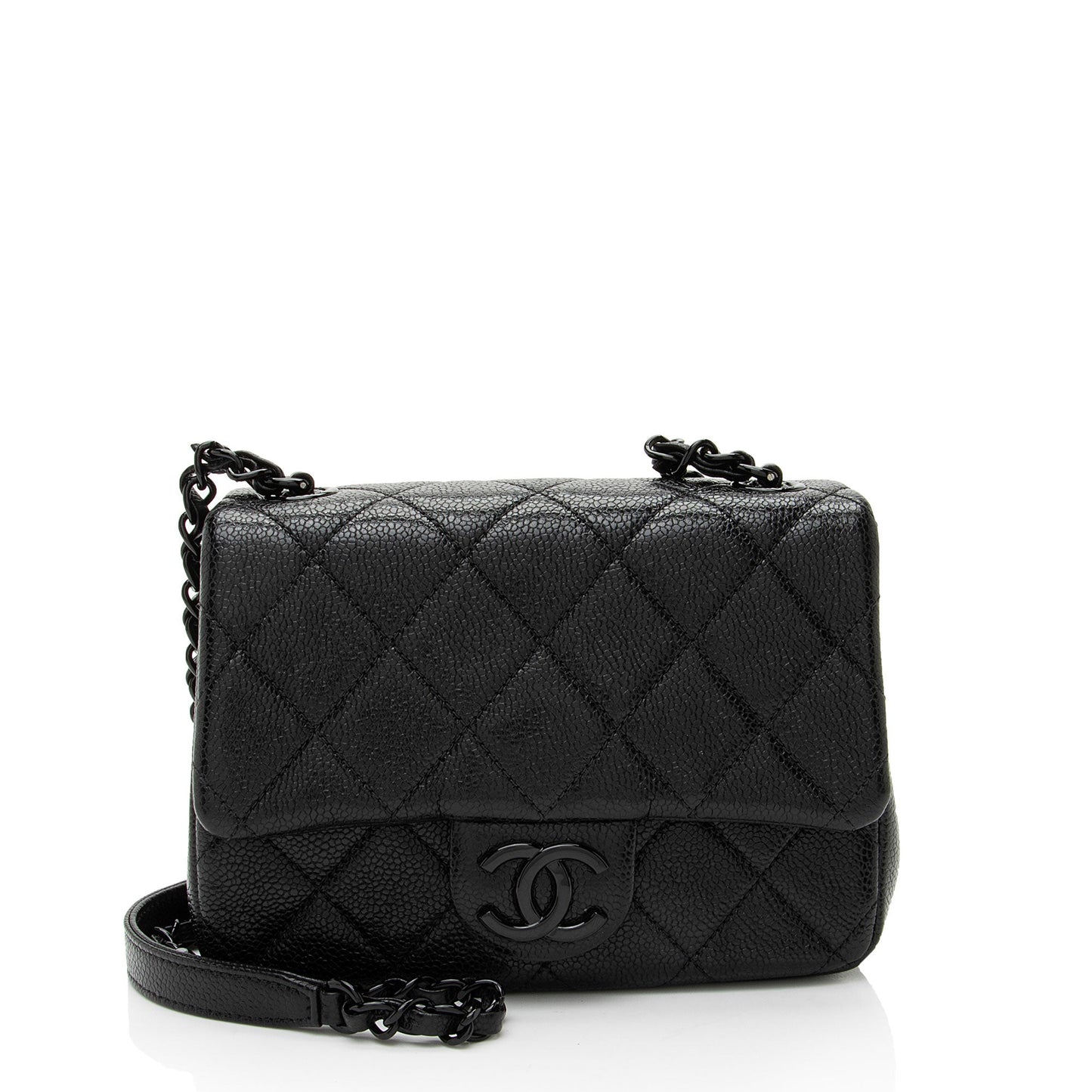 Chanel Caviar Incognito Square Flap Leather Shoulder Bag