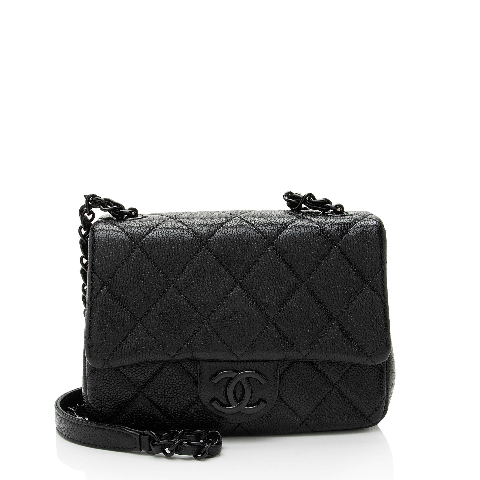 Chanel Caviar Incognito Square Flap Leather Shoulder Bag