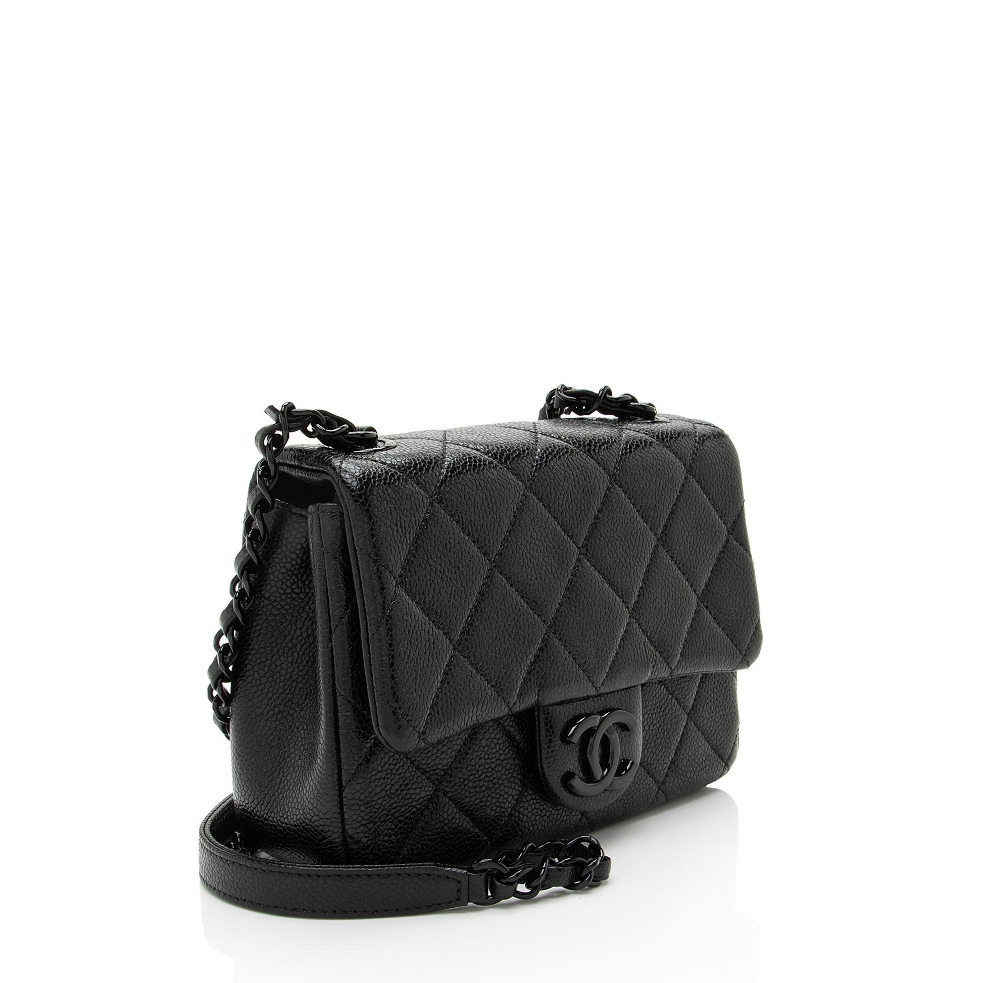 Chanel Caviar Incognito Square Flap Leather Shoulder Bag