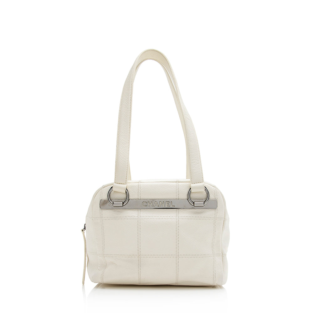 Chanel Lambskin LAX Bowling Satchel SHF Small Leather Satchel Bag